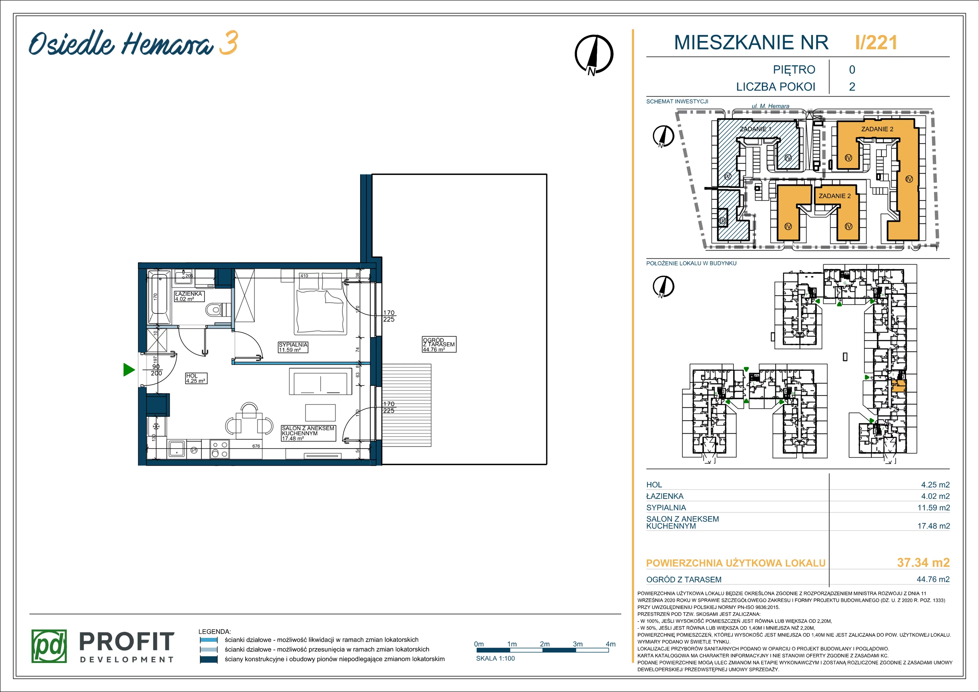 Mieszkanie 37,34 m², parter, oferta nr OH3-2/I/1/221, Osiedle Hemara 3, Warszawa, Białołęka, Brzeziny, ul. Mariana Hemara