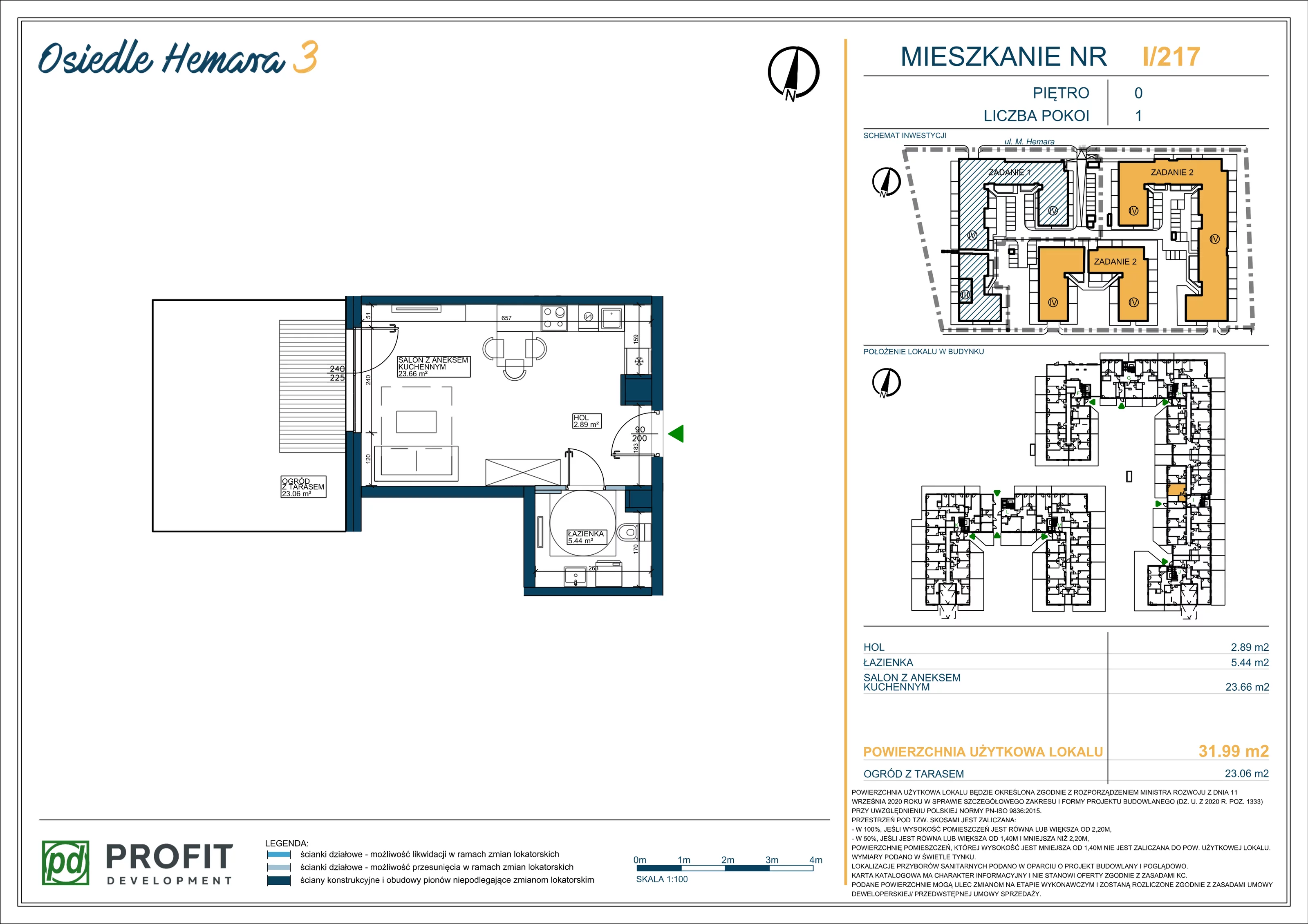 Mieszkanie 31,99 m², parter, oferta nr 217, Osiedle Hemara 3, Warszawa, Białołęka, Brzeziny, ul. Mariana Hemara