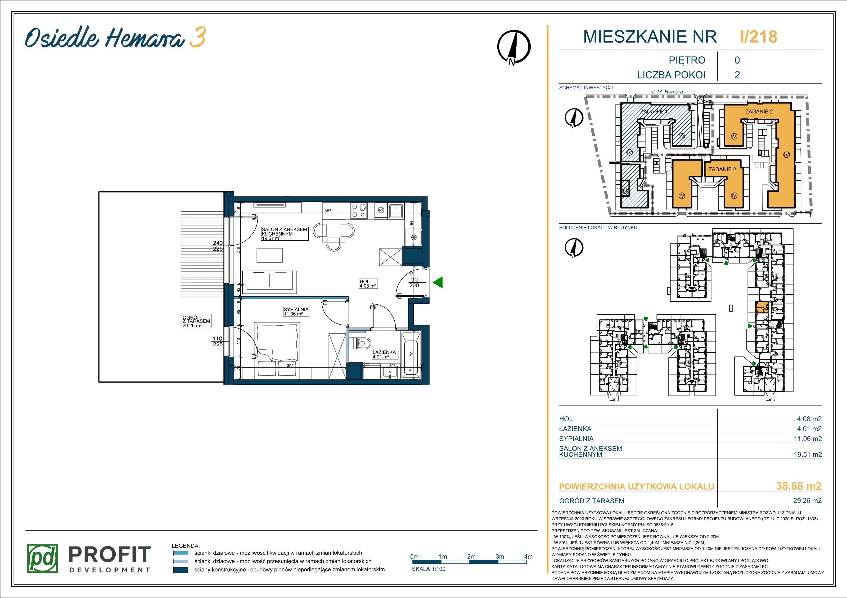 Mieszkanie 38,66 m², parter, oferta nr 218, Osiedle Hemara 3, Warszawa, Białołęka, Brzeziny, ul. Mariana Hemara