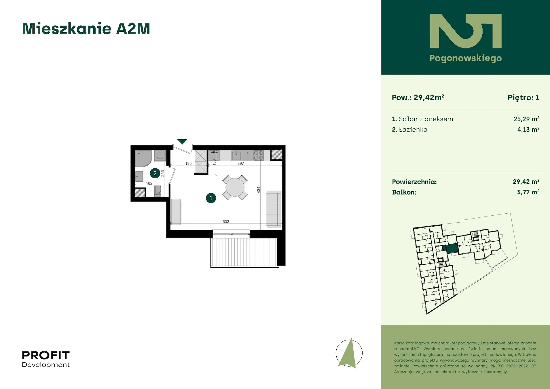 1 pokój, mieszkanie 29,42 m², piętro 1, oferta nr POGO2/A/2M, Pogonowskiego 52, Łódź, Polesie, Stare Polesie, ul. Pogonowskiego 52