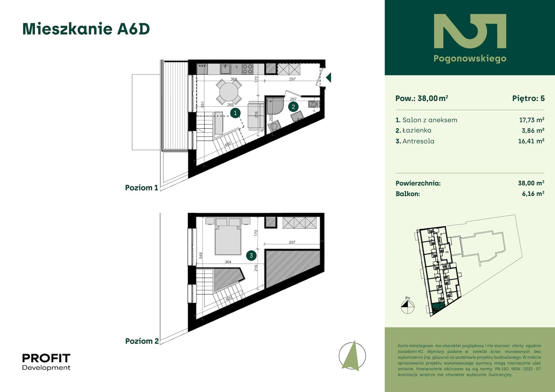 2 pokoje, mieszkanie 38,00 m², piętro 5, oferta nr POGO2/A/6D, Pogonowskiego 52, Łódź, Polesie, Stare Polesie, ul. Pogonowskiego 52