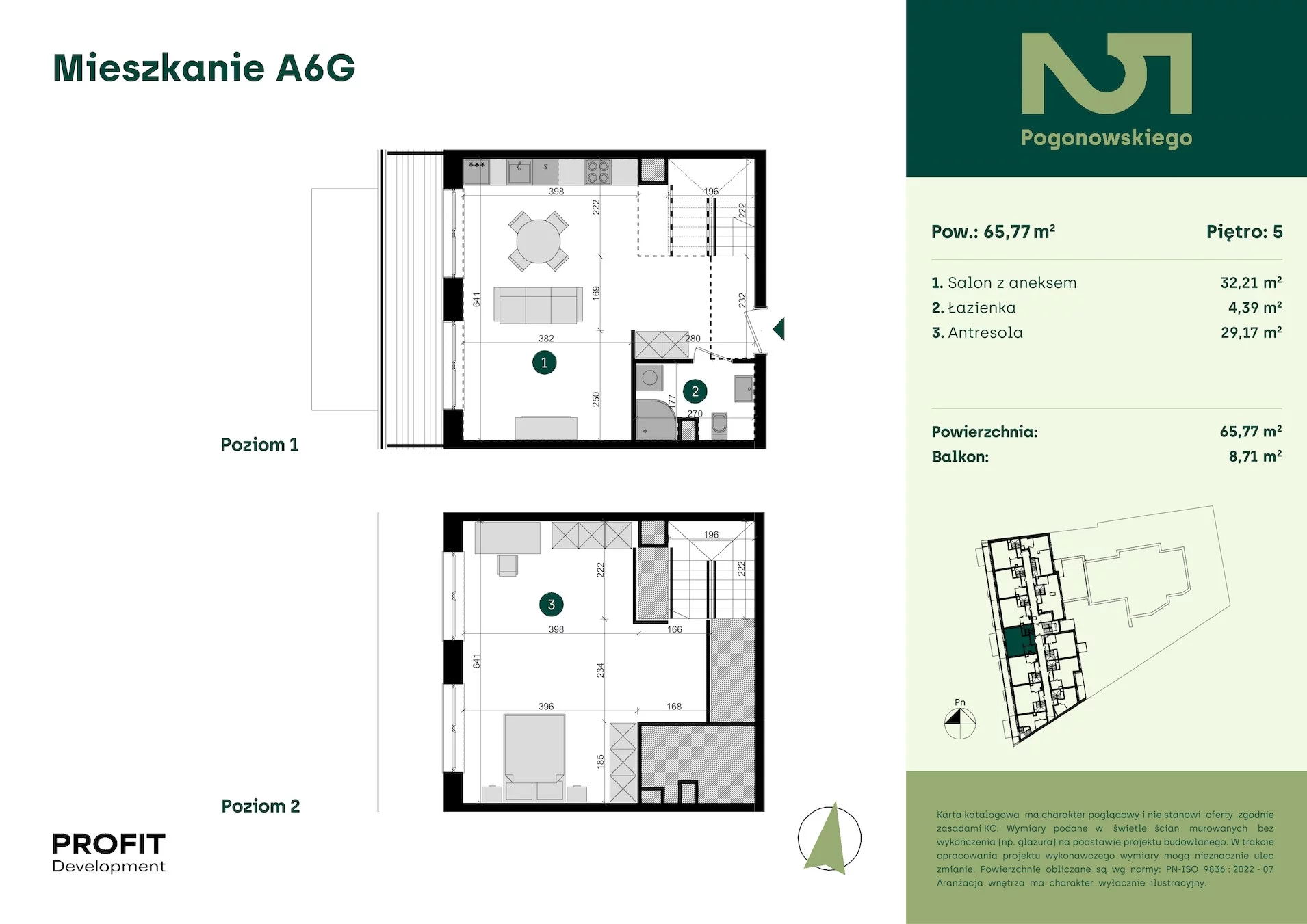 3 pokoje, mieszkanie 65,77 m², piętro 5, oferta nr POGO2/A/6G, Pogonowskiego 52, Łódź, Polesie, Stare Polesie, ul. Pogonowskiego 52