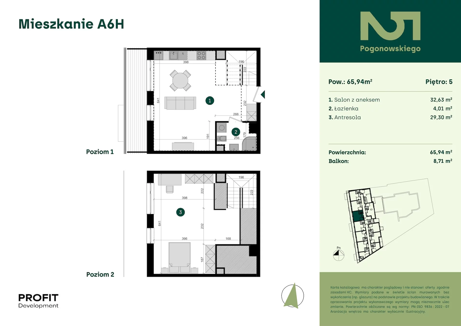 3 pokoje, mieszkanie 65,94 m², piętro 5, oferta nr POGO2/A/6H, Pogonowskiego 52, Łódź, Polesie, Stare Polesie, ul. Pogonowskiego 52