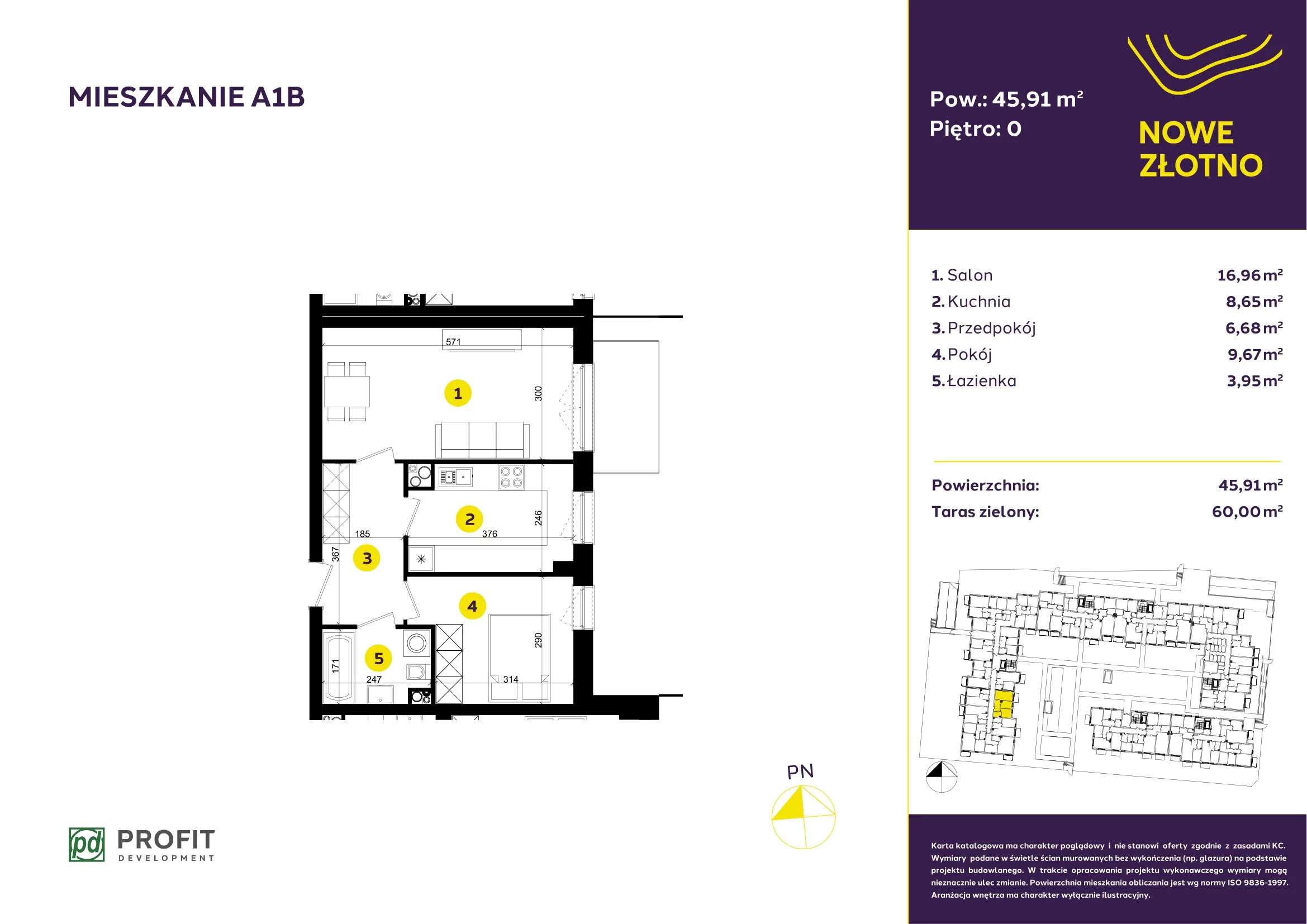 2 pokoje, mieszkanie 45,91 m², parter, oferta nr TRF/A/1B, Nowe Złotno, Łódź, Polesie, Złotno, ul. Traktorowa 24