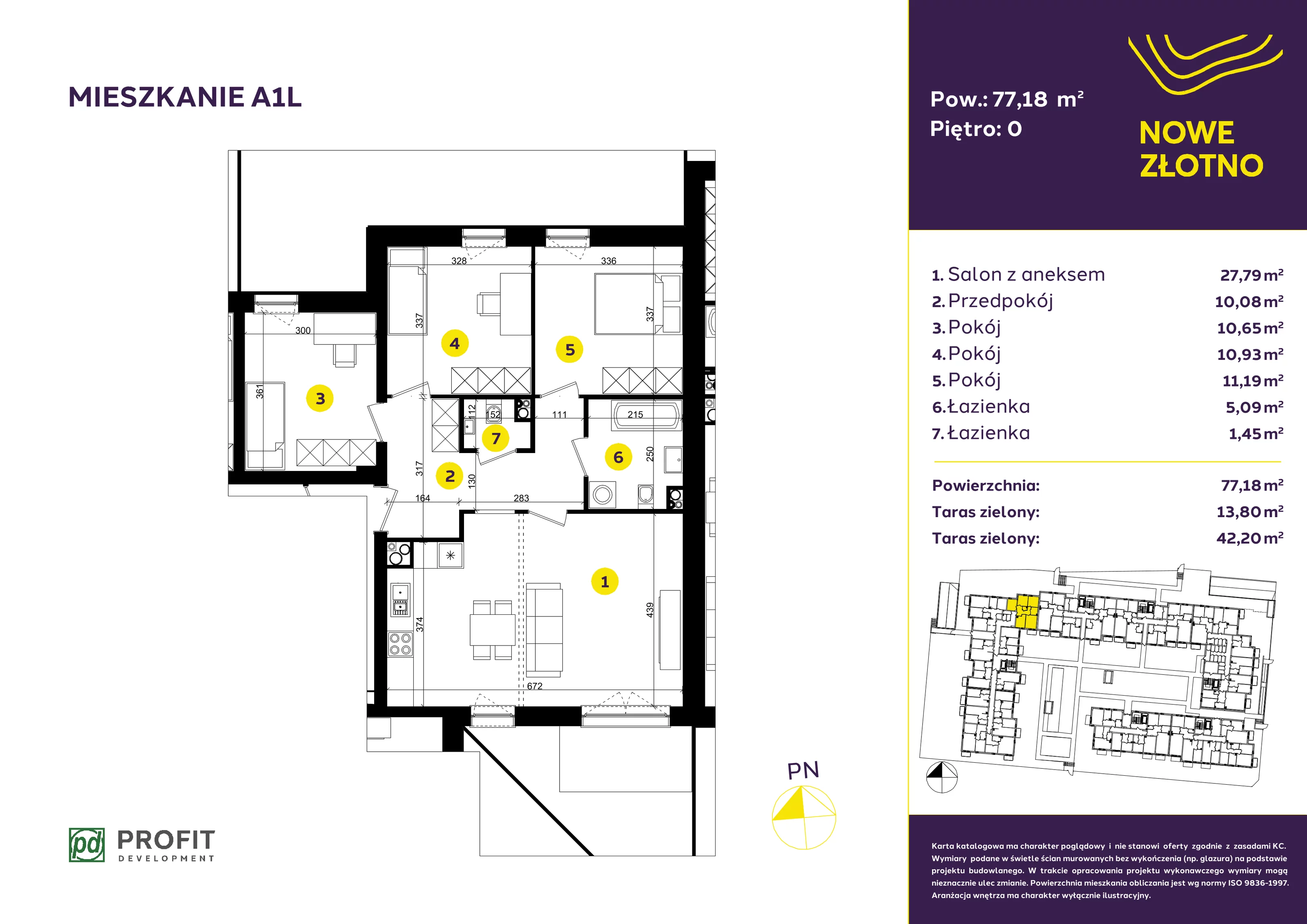 4 pokoje, mieszkanie 77,18 m², parter, oferta nr TRF/A/1L, Nowe Złotno, Łódź, Polesie, Złotno, ul. Traktorowa 24