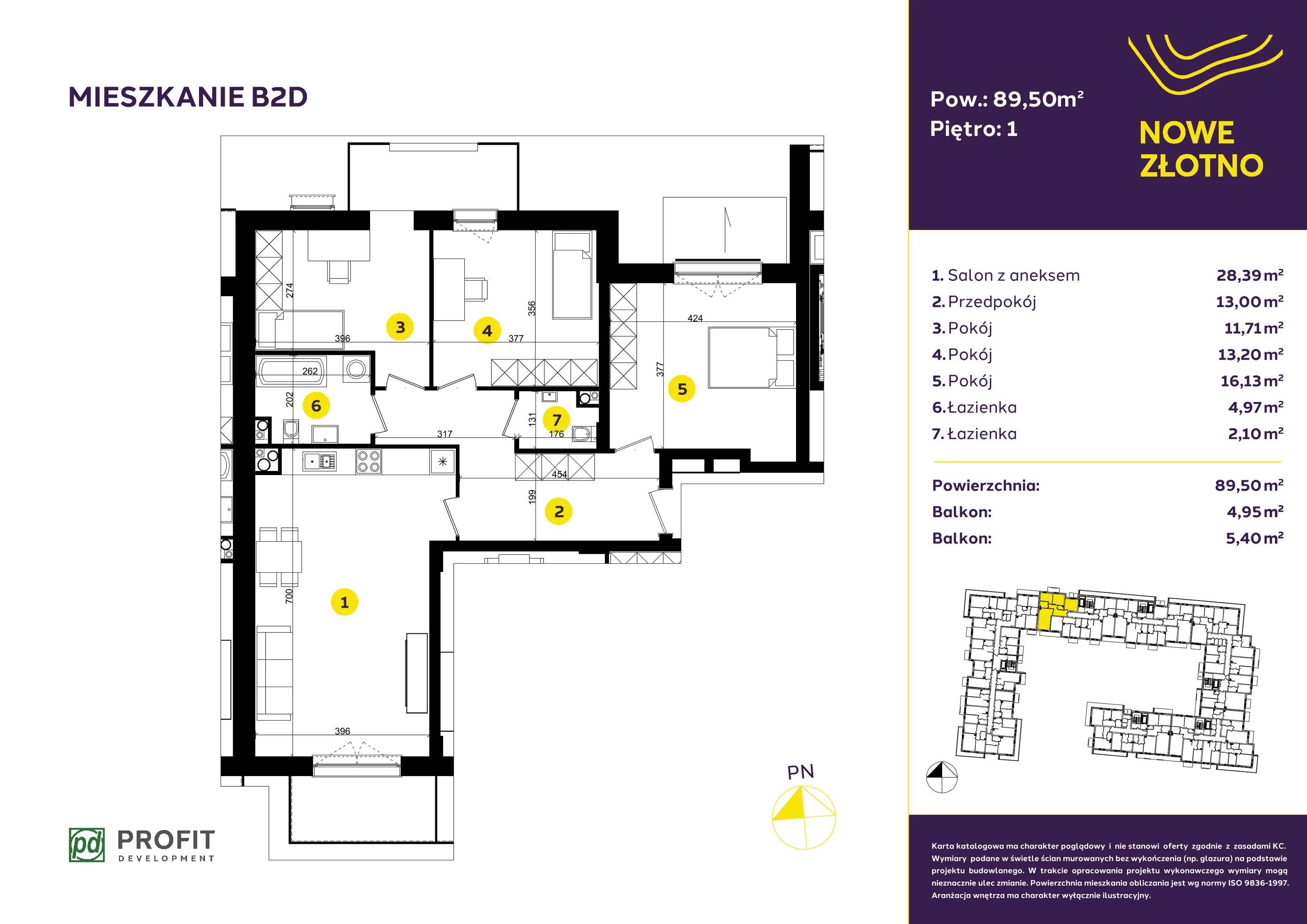 4 pokoje, mieszkanie 89,50 m², piętro 1, oferta nr TRF/B/2D, Nowe Złotno, Łódź, Polesie, Złotno, ul. Traktorowa 24