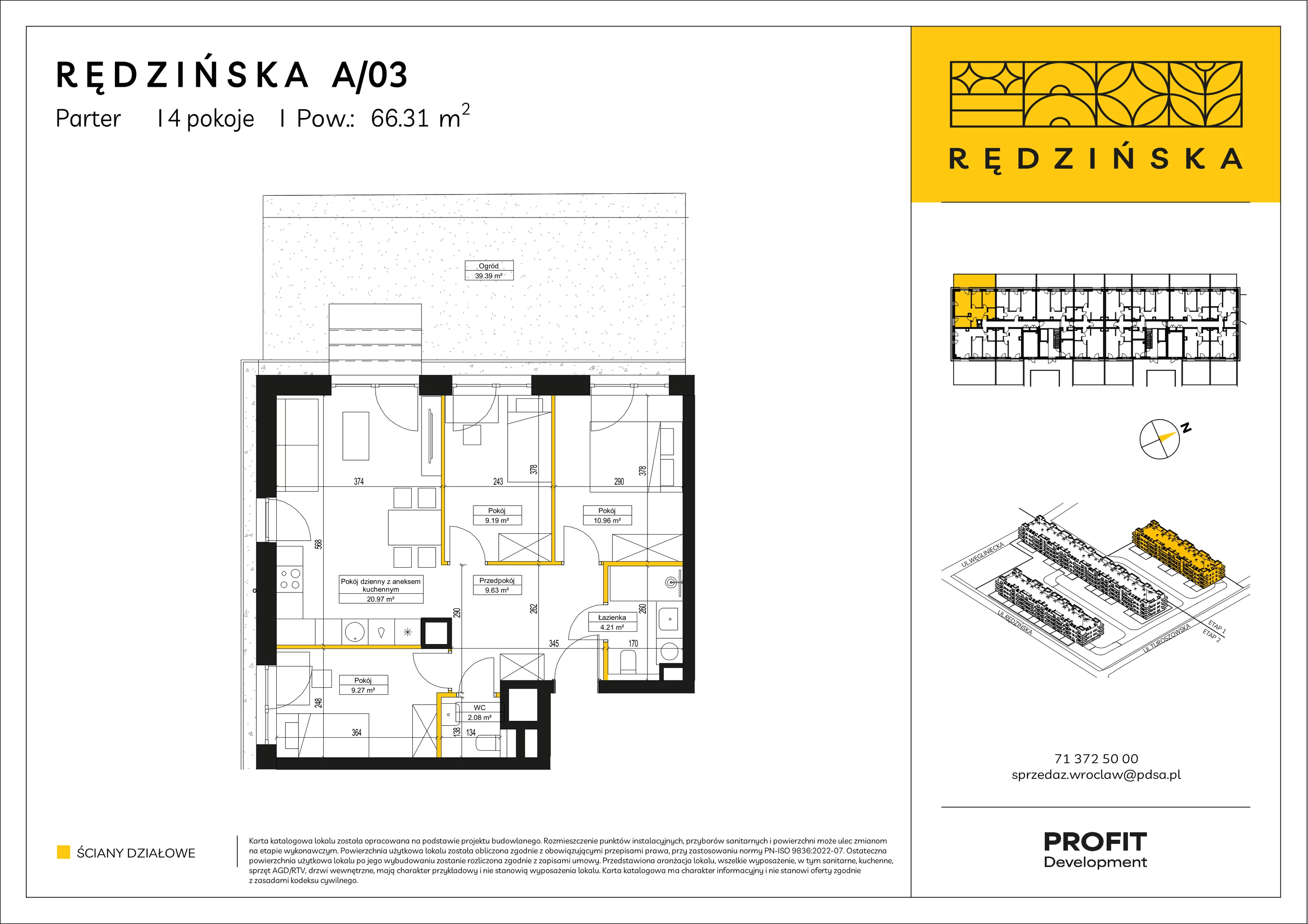 4 pokoje, mieszkanie 66,31 m², parter, oferta nr RD4A/A/03, Rędzińska 4, Wrocław, Maślice, ul. Rędzińska