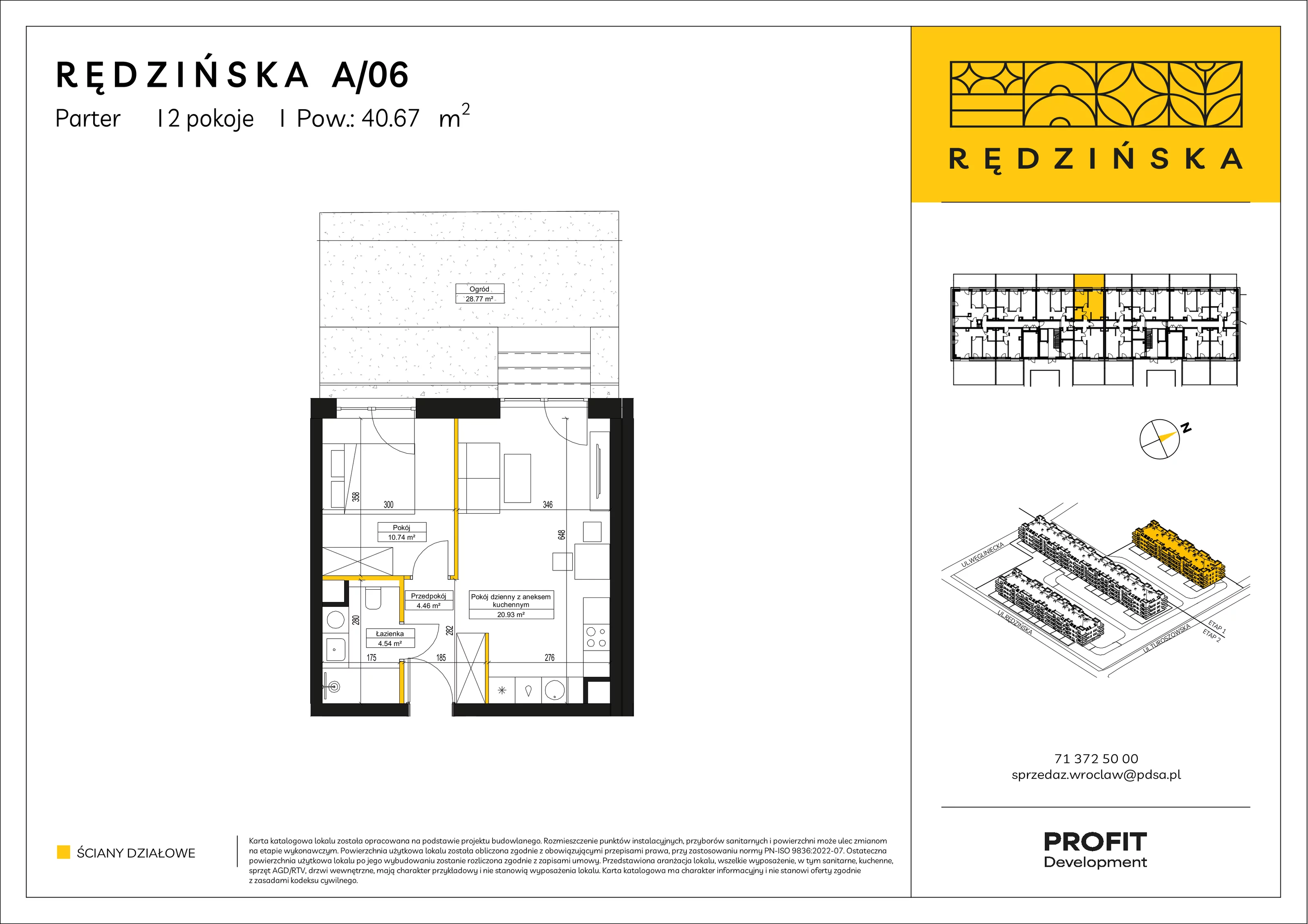 2 pokoje, mieszkanie 40,67 m², parter, oferta nr RD4A/A/06, Rędzińska 4, Wrocław, Maślice, ul. Rędzińska