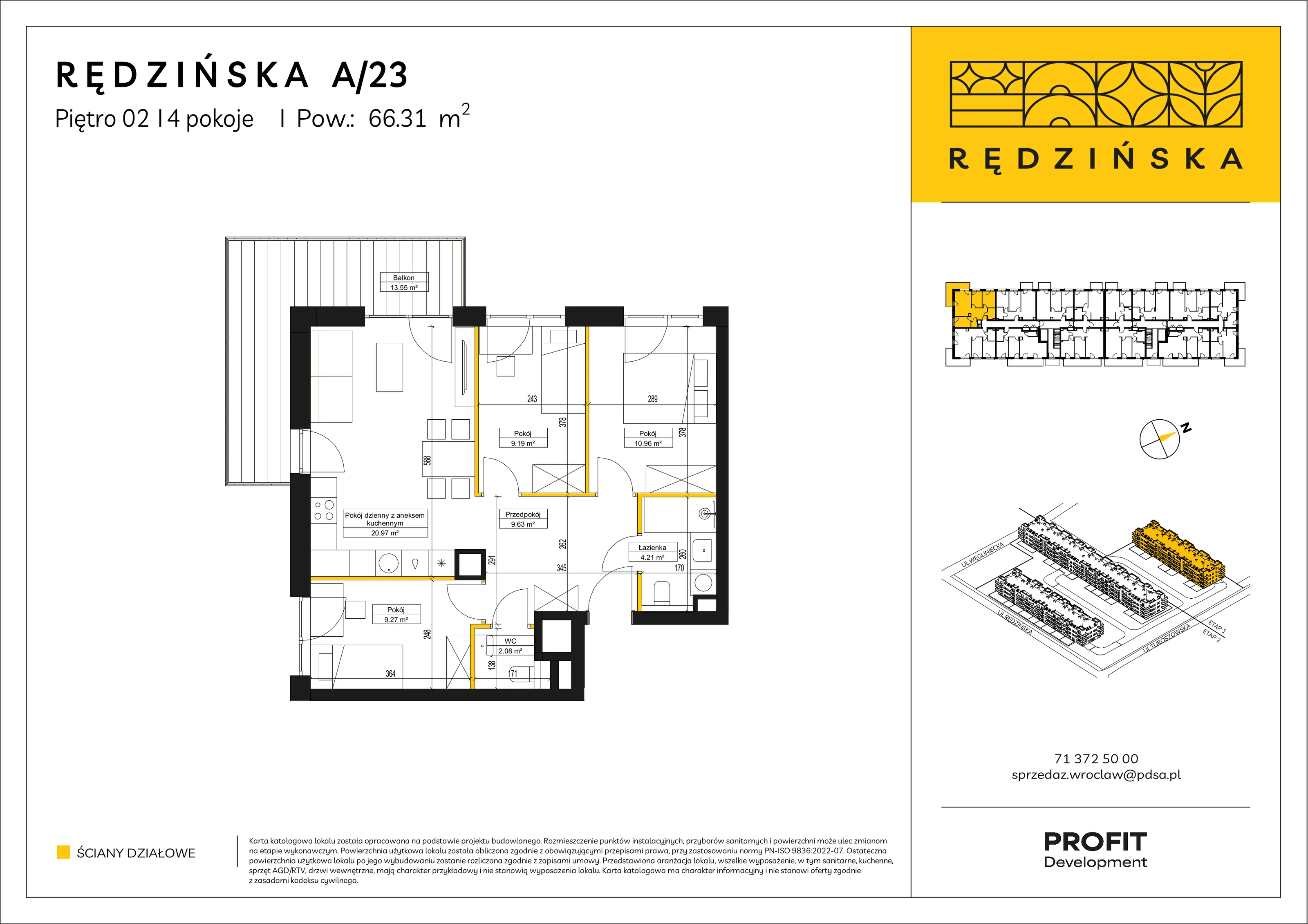 4 pokoje, mieszkanie 66,31 m², piętro 2, oferta nr RD4A/A/23, Rędzińska 4, Wrocław, Maślice, ul. Rędzińska