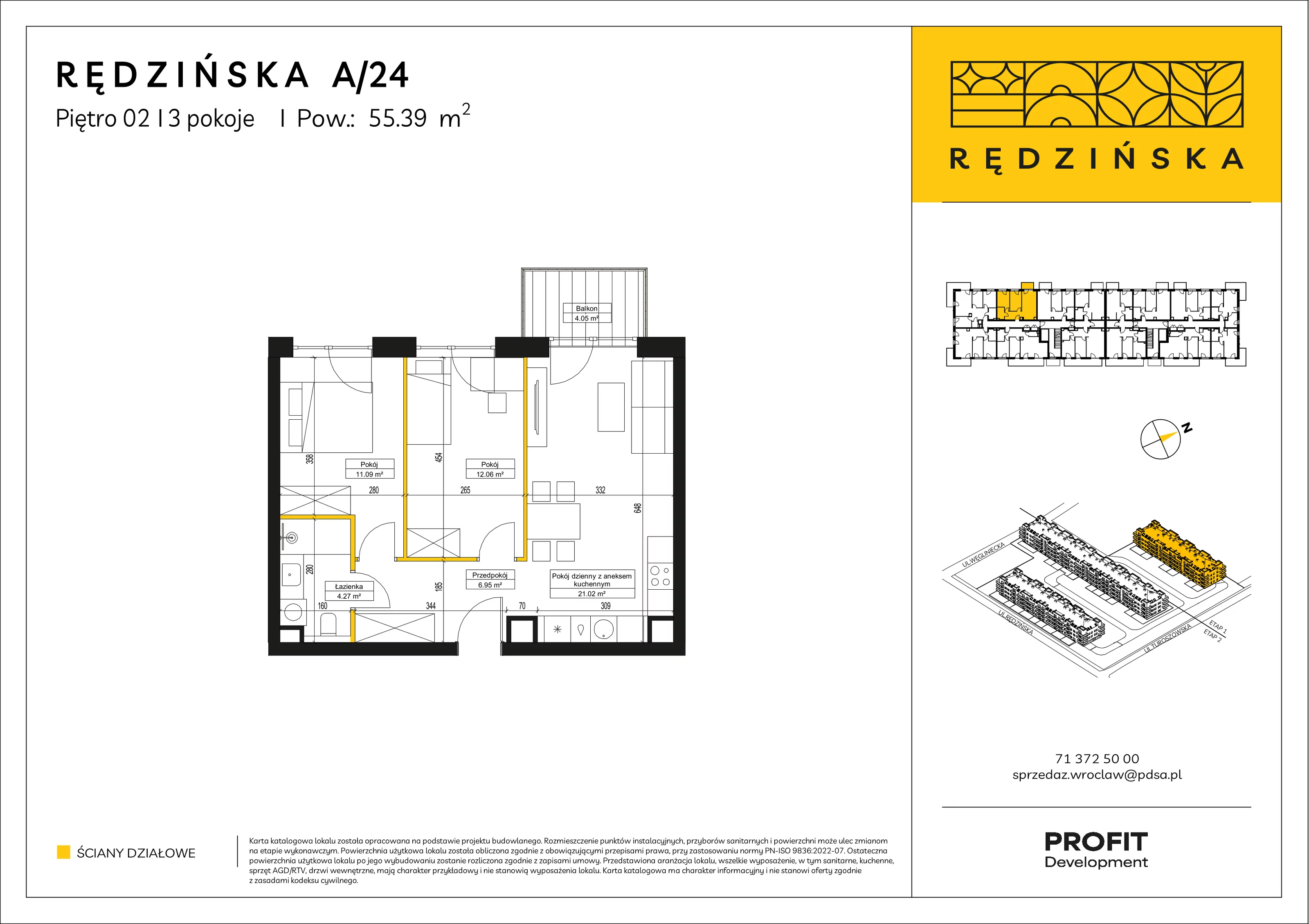 3 pokoje, mieszkanie 55,39 m², piętro 2, oferta nr RD4A/A/24, Rędzińska 4, Wrocław, Maślice, ul. Rędzińska
