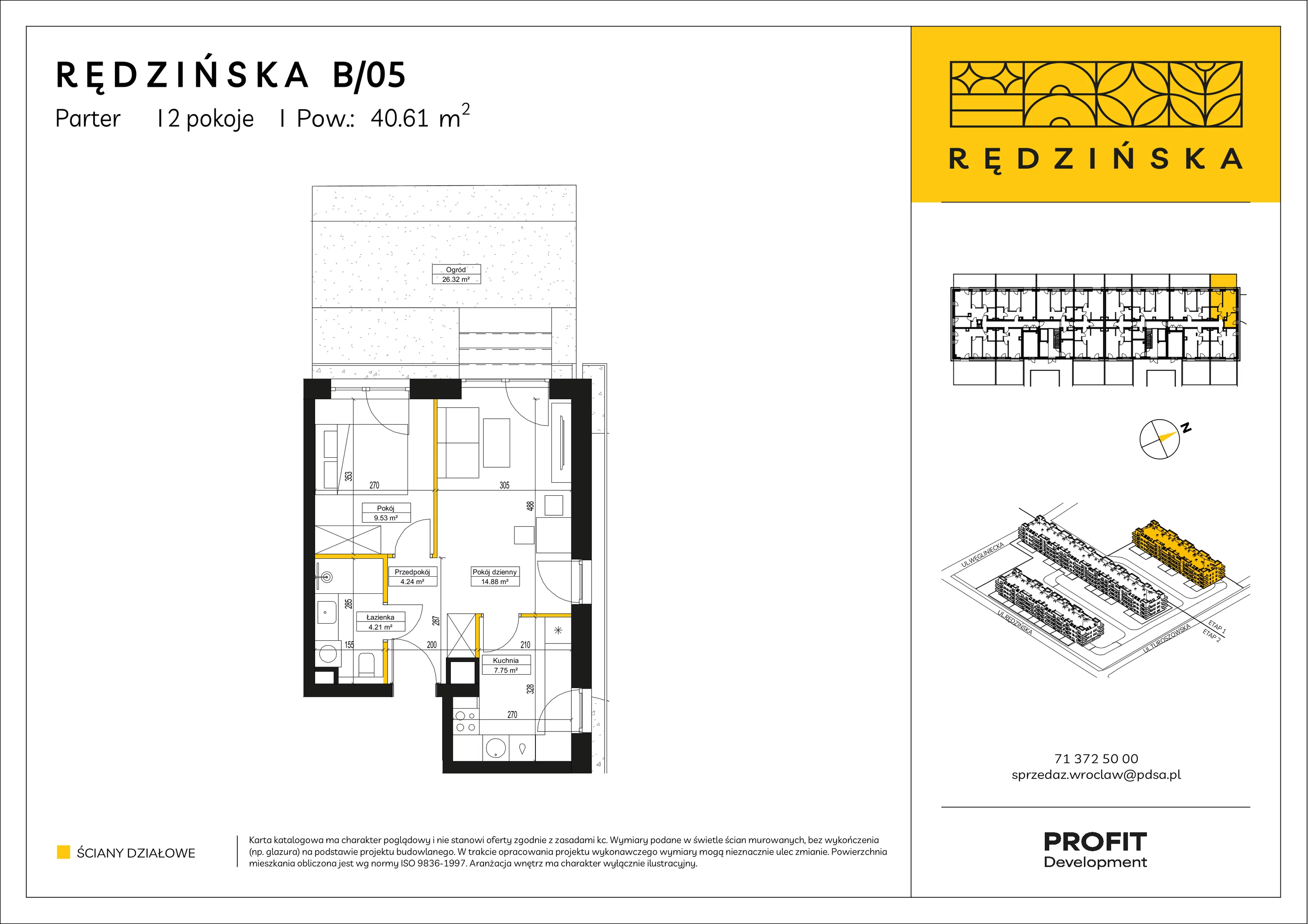 2 pokoje, mieszkanie 40,61 m², parter, oferta nr RD4A/B/05, Rędzińska 4, Wrocław, Maślice, ul. Rędzińska