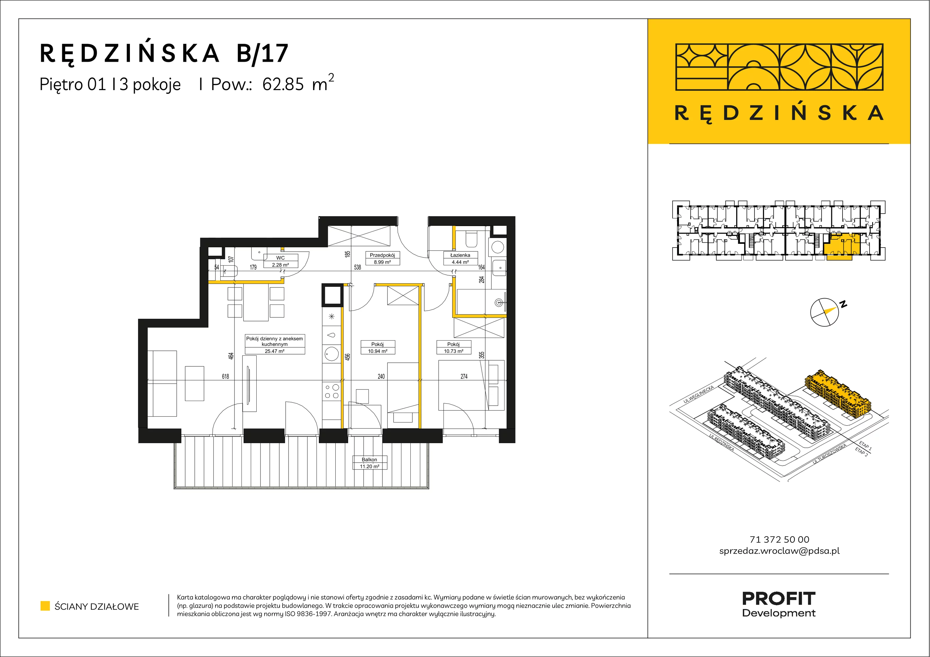 3 pokoje, mieszkanie 62,85 m², piętro 1, oferta nr RD4A/B/17, Rędzińska 4, Wrocław, Maślice, ul. Rędzińska