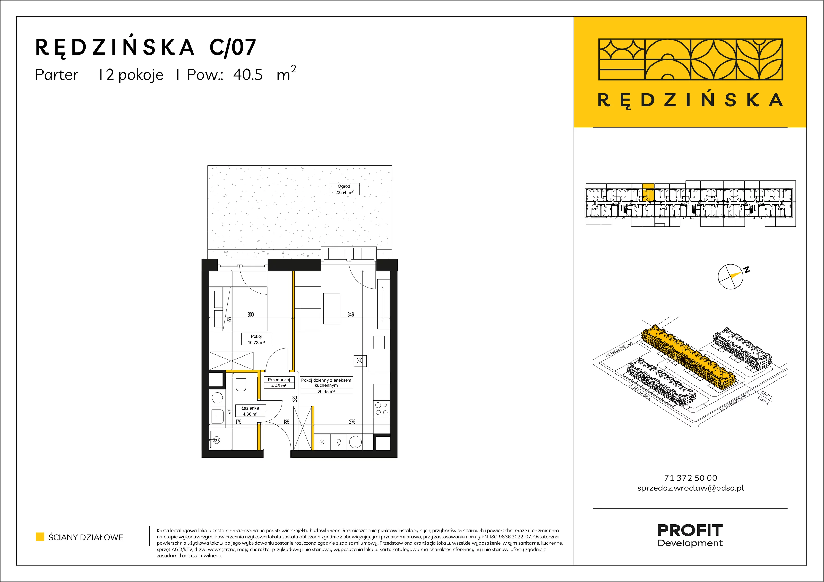 2 pokoje, mieszkanie 40,50 m², parter, oferta nr RD4B/C/07, Rędzińska 4, Wrocław, Maślice, ul. Rędzińska