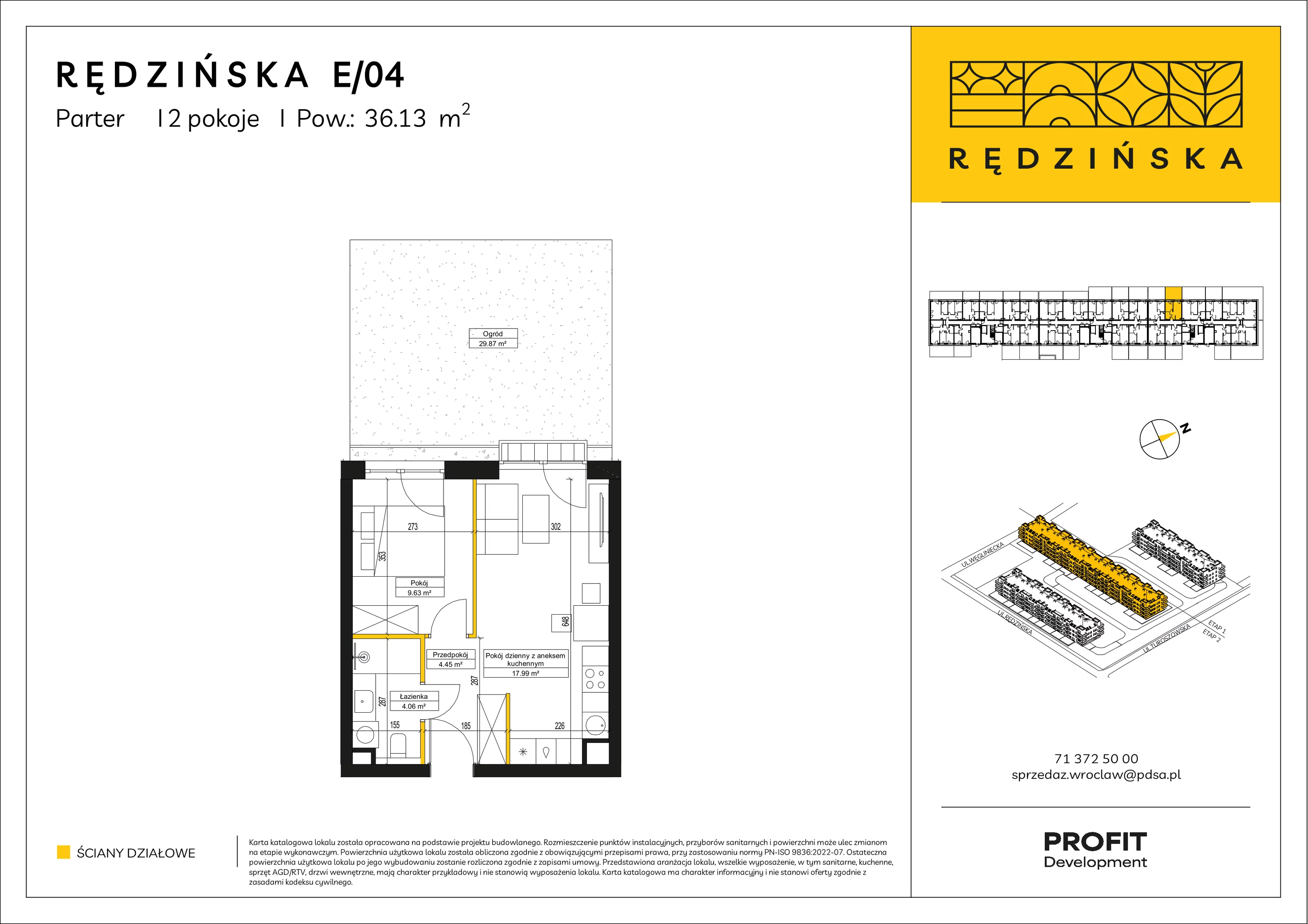 2 pokoje, mieszkanie 36,13 m², parter, oferta nr RD4B/E/04, Rędzińska 4, Wrocław, Maślice, ul. Rędzińska