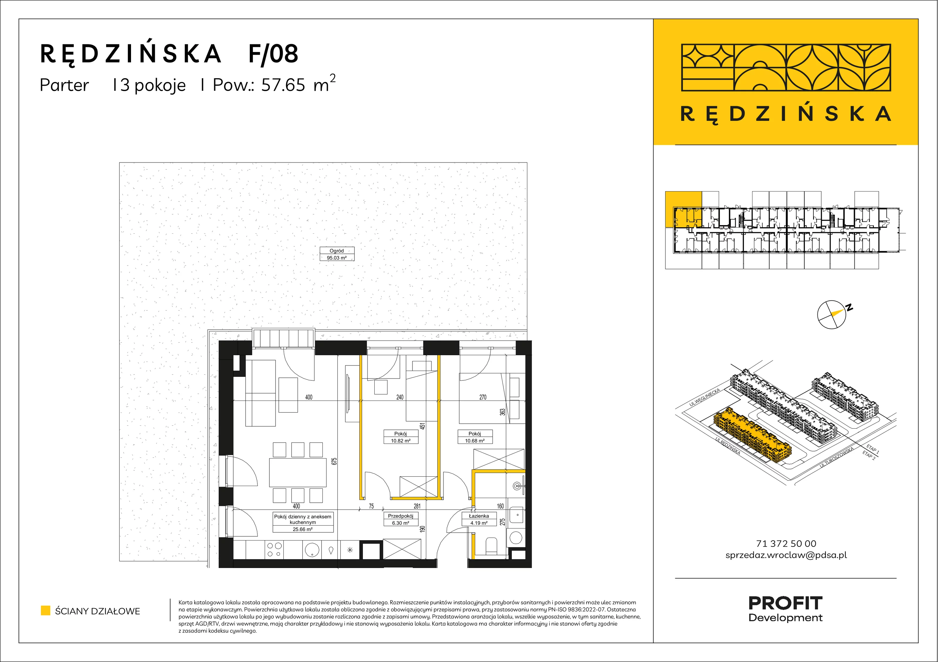 3 pokoje, mieszkanie 57,65 m², parter, oferta nr RD4B/F/08, Rędzińska 4, Wrocław, Maślice, ul. Rędzińska