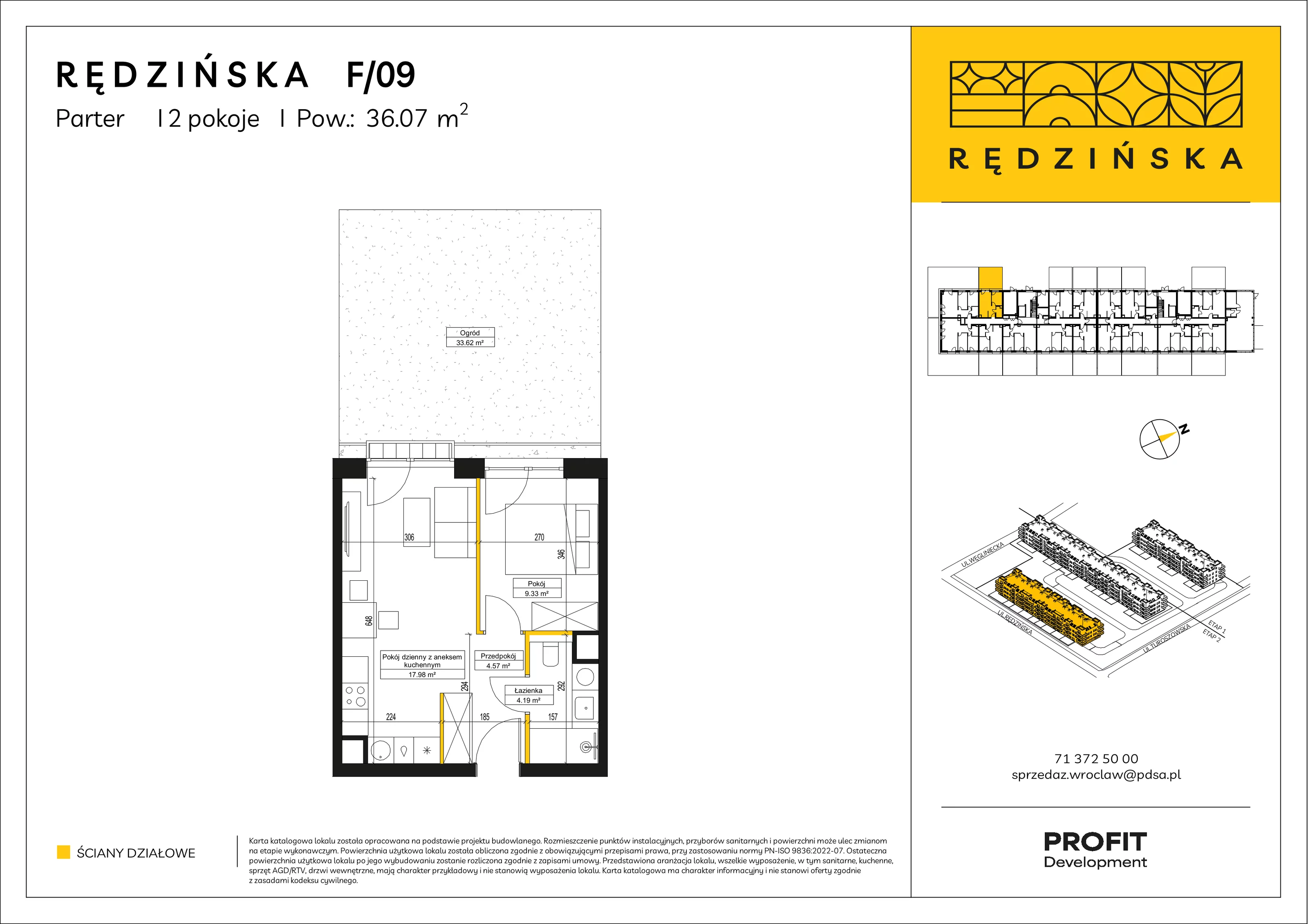 2 pokoje, mieszkanie 36,07 m², parter, oferta nr RD4B/F/09, Rędzińska 4, Wrocław, Maślice, ul. Rędzińska