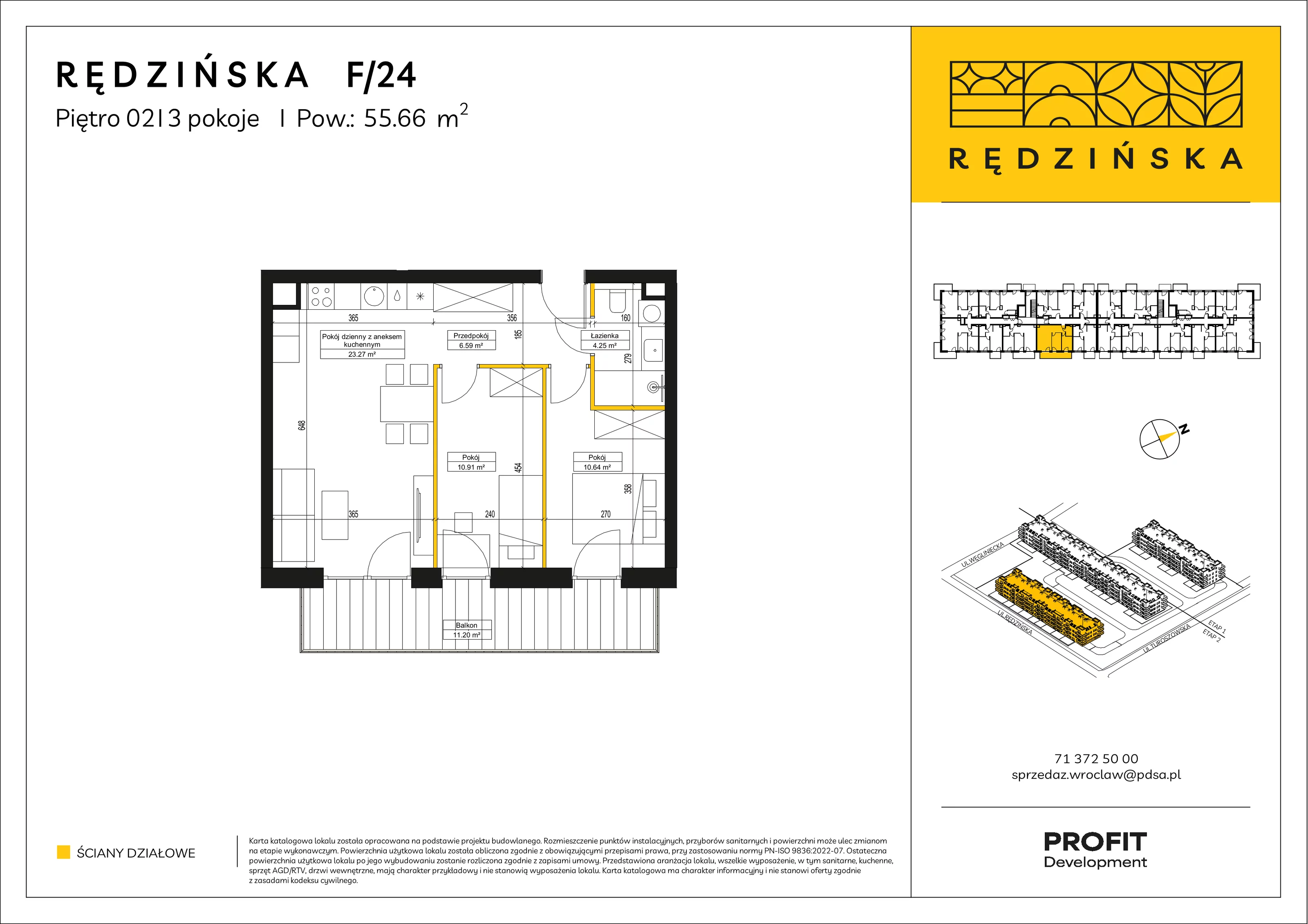 3 pokoje, mieszkanie 55,66 m², piętro 2, oferta nr RD4B/F/24, Rędzińska 4, Wrocław, Maślice, ul. Rędzińska