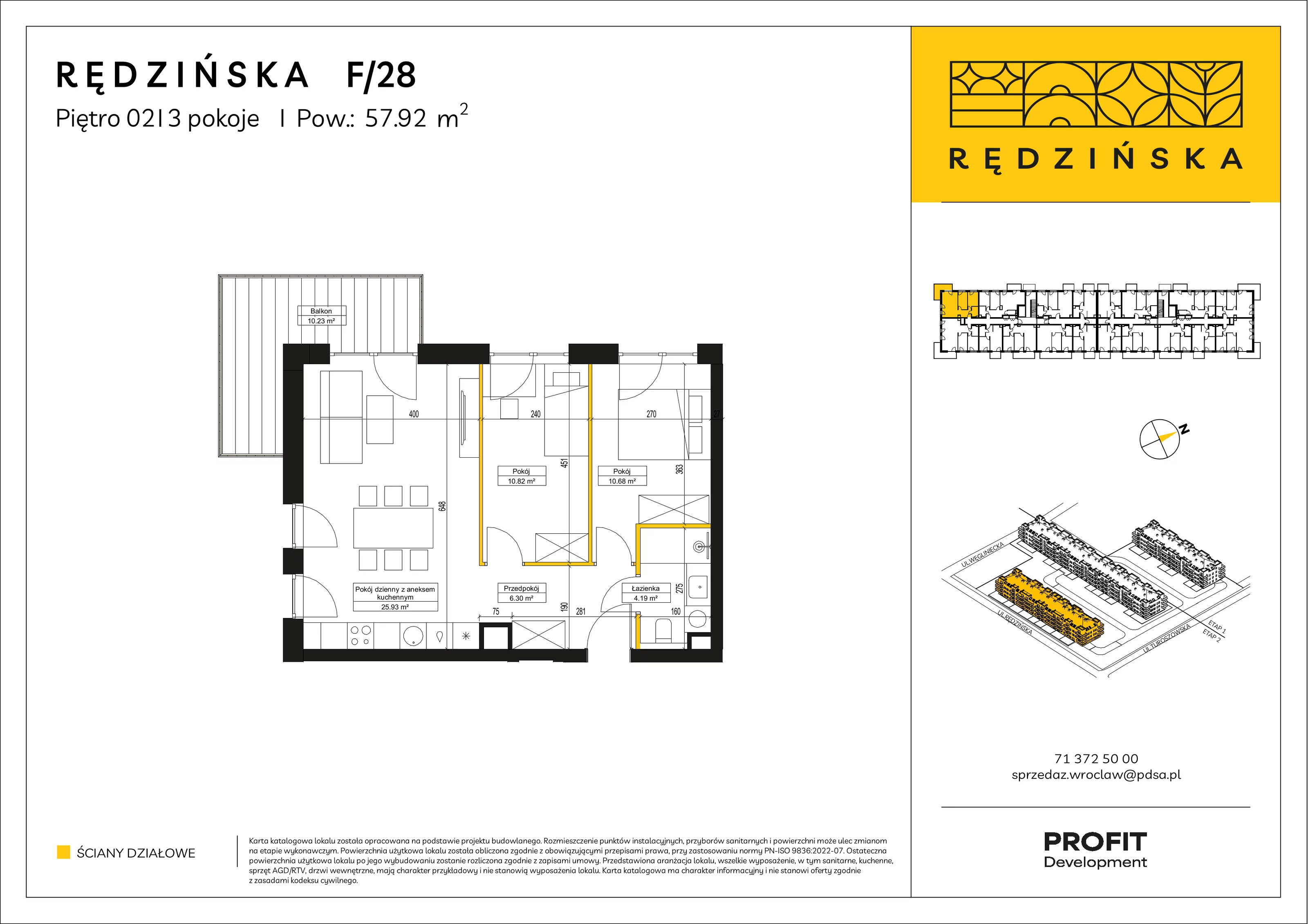 3 pokoje, mieszkanie 57,92 m², piętro 2, oferta nr RD4B/F/28, Rędzińska 4, Wrocław, Maślice, ul. Rędzińska