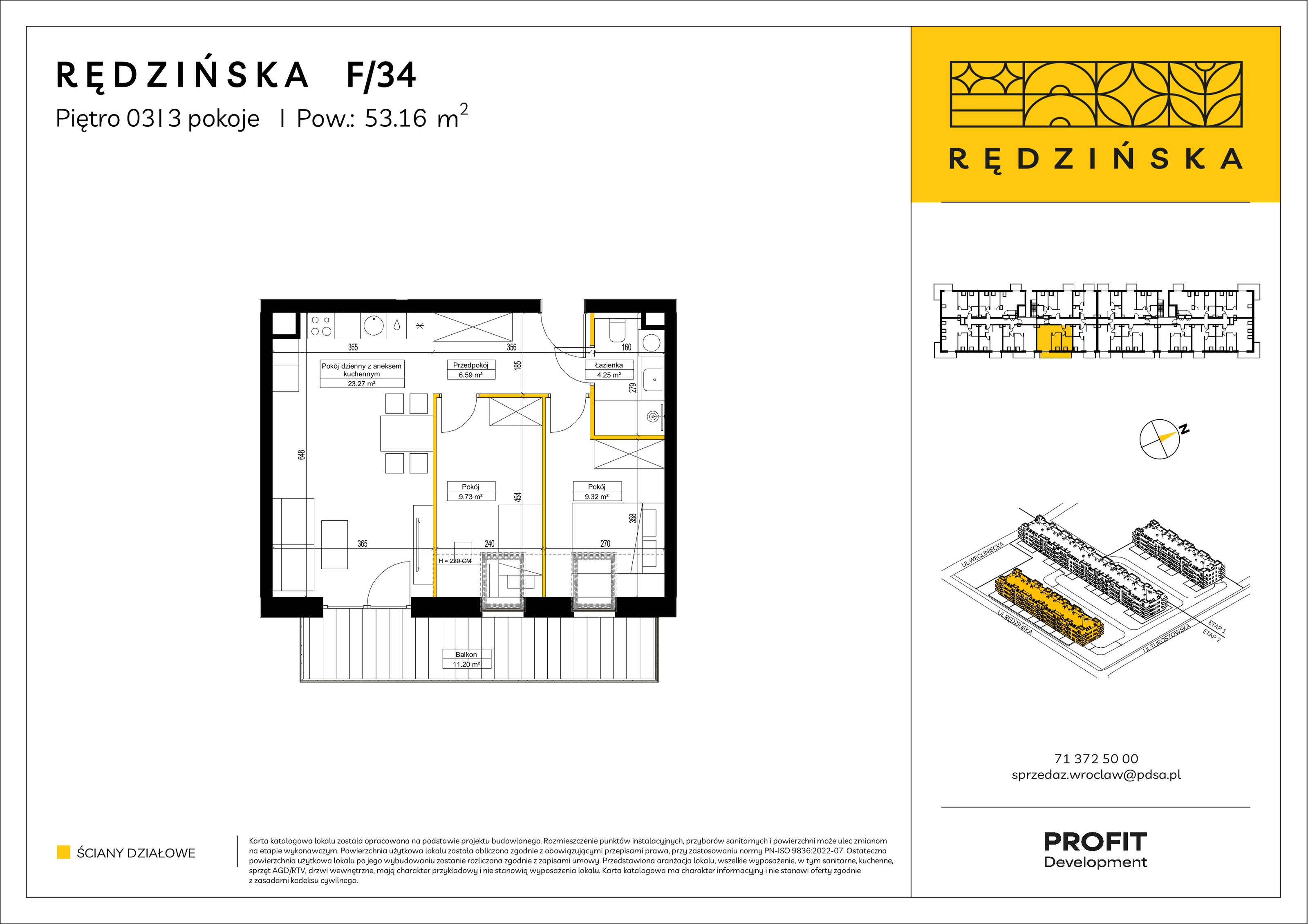 3 pokoje, mieszkanie 53,16 m², piętro 3, oferta nr RD4B/F/34, Rędzińska 4, Wrocław, Maślice, ul. Rędzińska