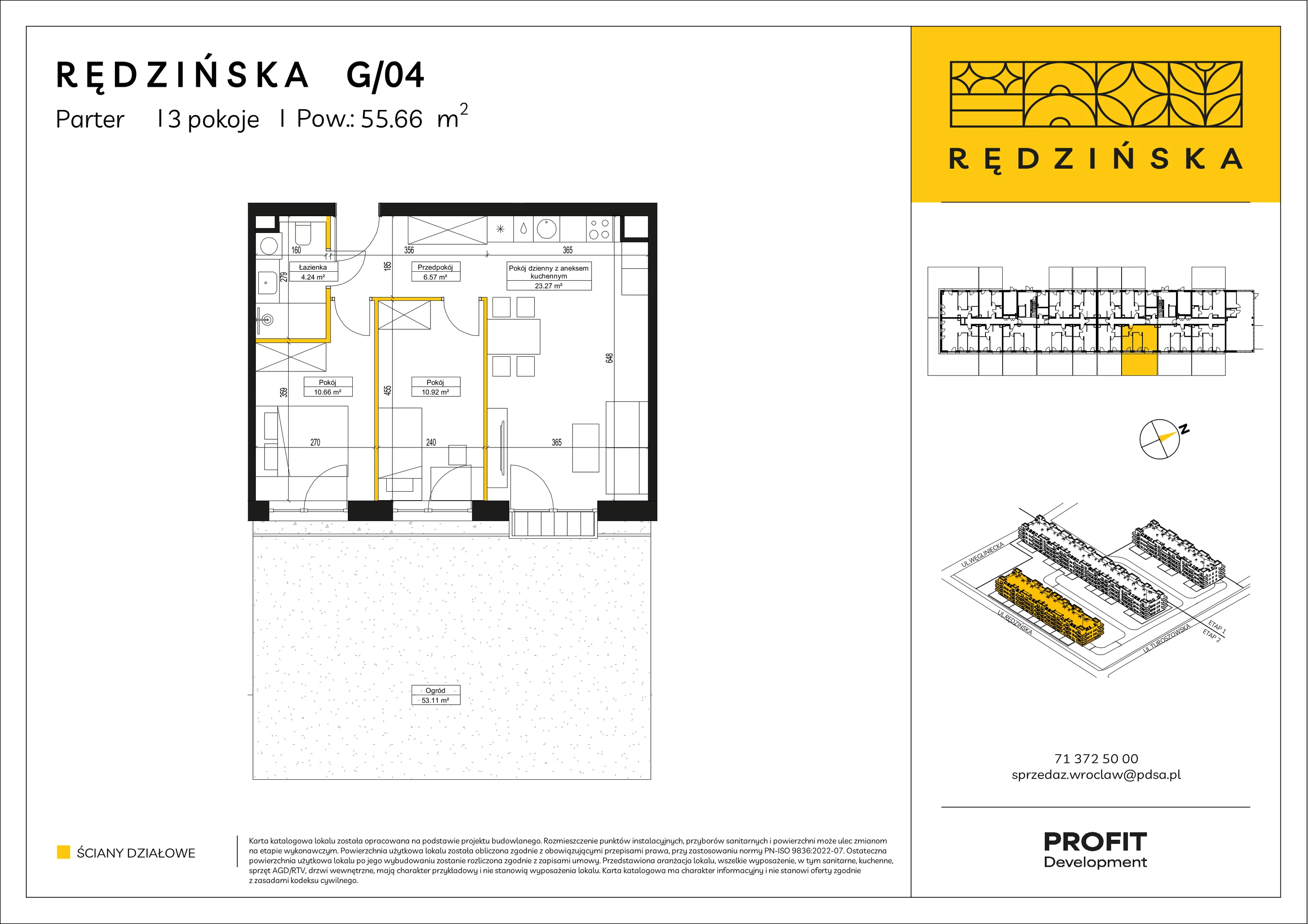 3 pokoje, mieszkanie 55,66 m², parter, oferta nr RD4B/G/04, Rędzińska 4, Wrocław, Maślice, ul. Rędzińska