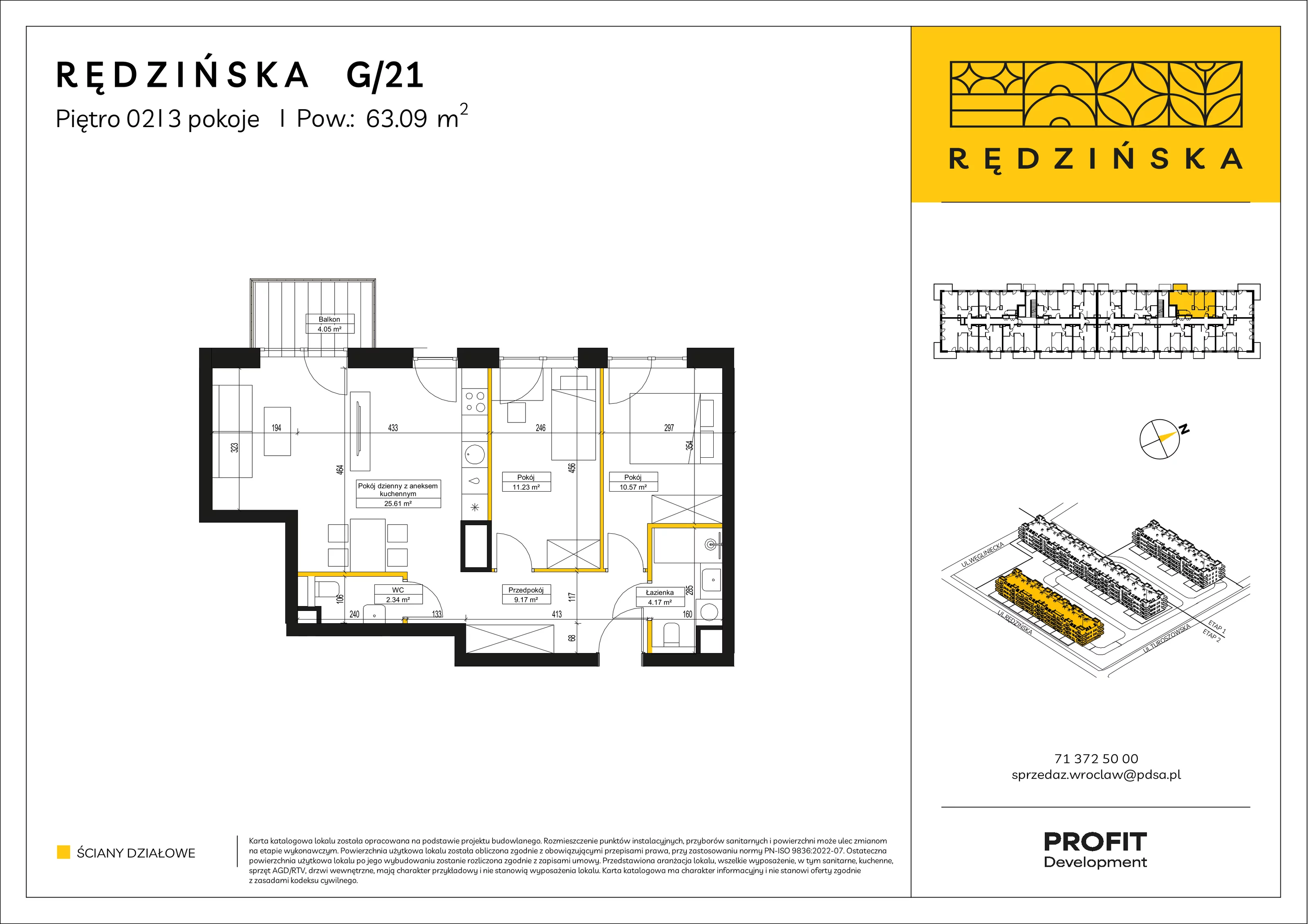 3 pokoje, mieszkanie 63,09 m², piętro 2, oferta nr RD4B/G/21, Rędzińska 4, Wrocław, Maślice, ul. Rędzińska