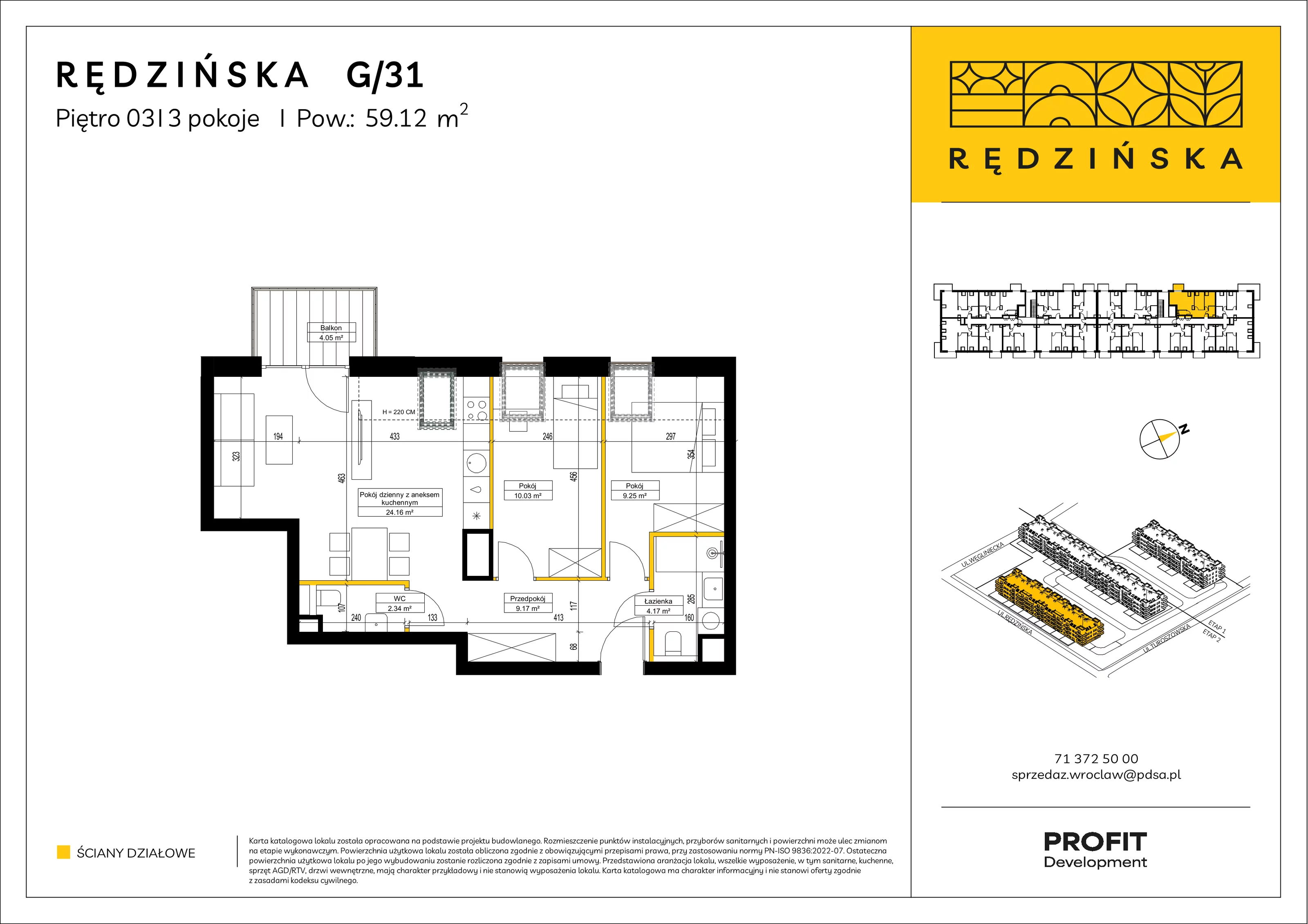 3 pokoje, mieszkanie 59,12 m², piętro 3, oferta nr RD4B/G/31, Rędzińska 4, Wrocław, Maślice, ul. Rędzińska