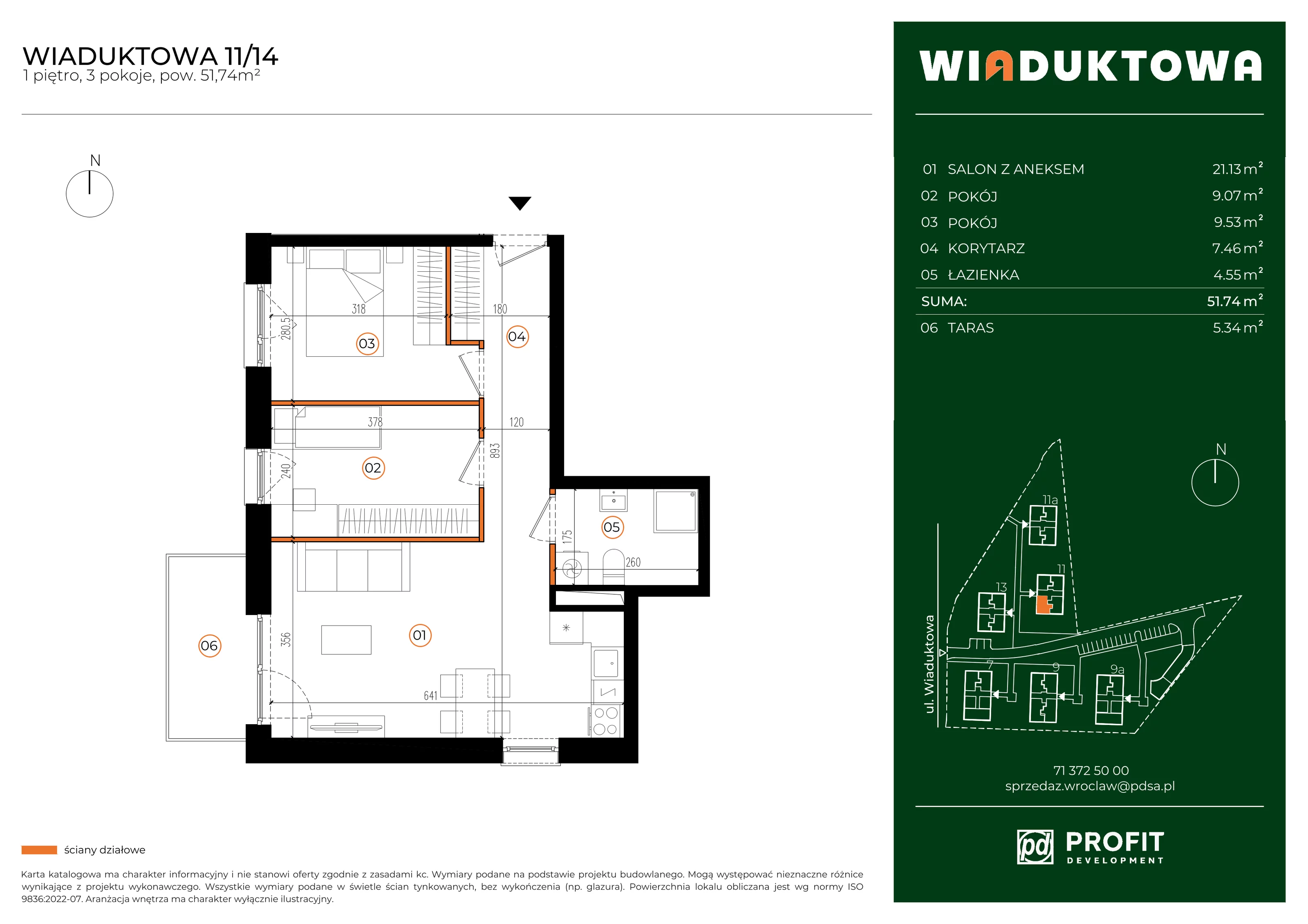 Mieszkanie 51,74 m², piętro 1, oferta nr WI/11/14, Wiaduktowa, Wrocław, Krzyki-Partynice, Krzyki, ul. Wiaduktowa