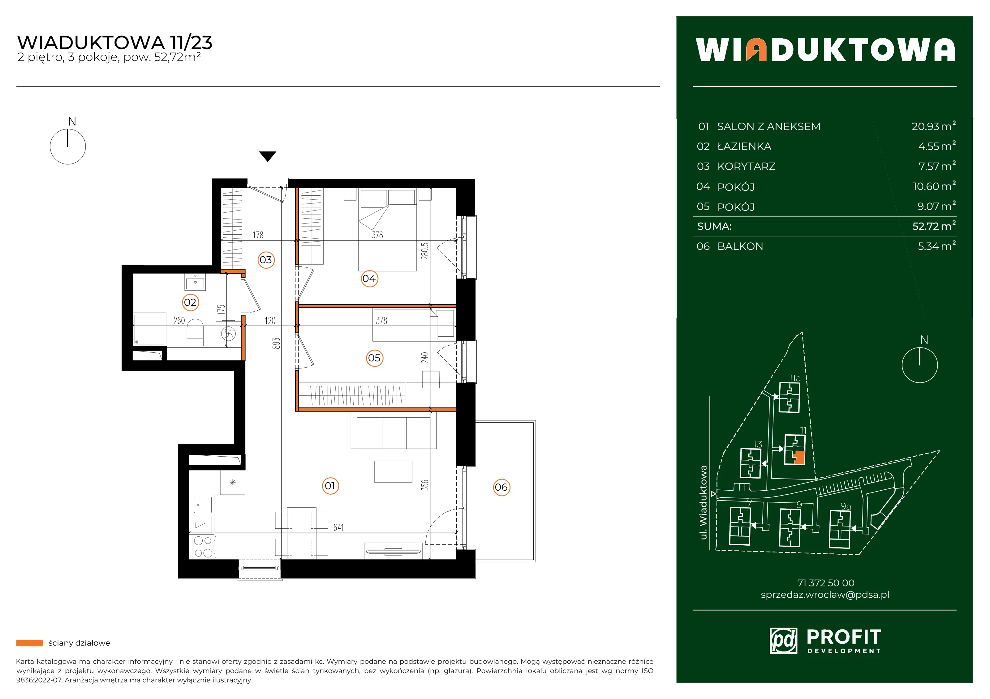 Mieszkanie 52,72 m², piętro 2, oferta nr WI/11/23, Wiaduktowa, Wrocław, Krzyki-Partynice, Krzyki, ul. Wiaduktowa