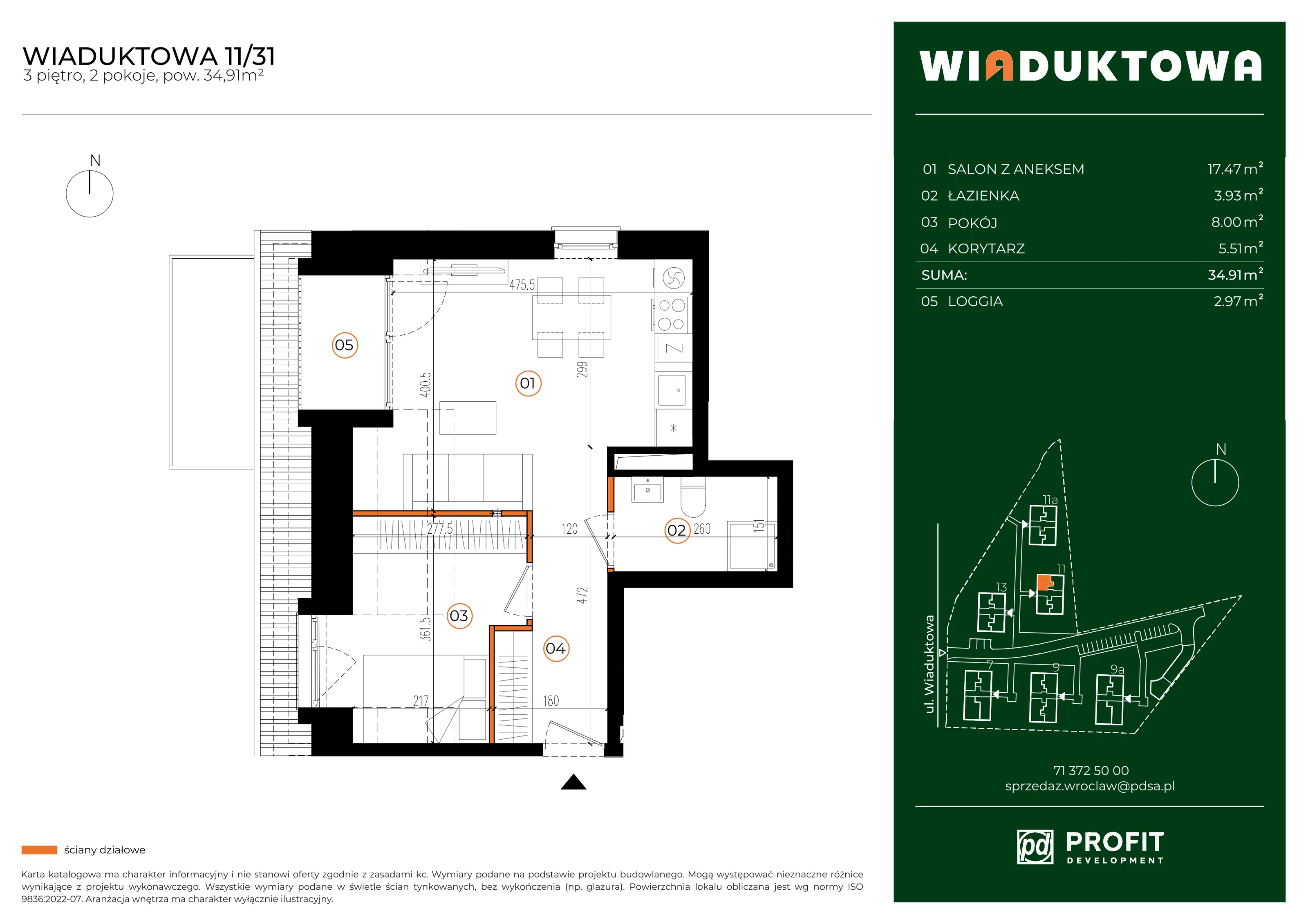 Mieszkanie 34,91 m², piętro 3, oferta nr WI/11/31, Wiaduktowa, Wrocław, Krzyki-Partynice, Krzyki, ul. Wiaduktowa