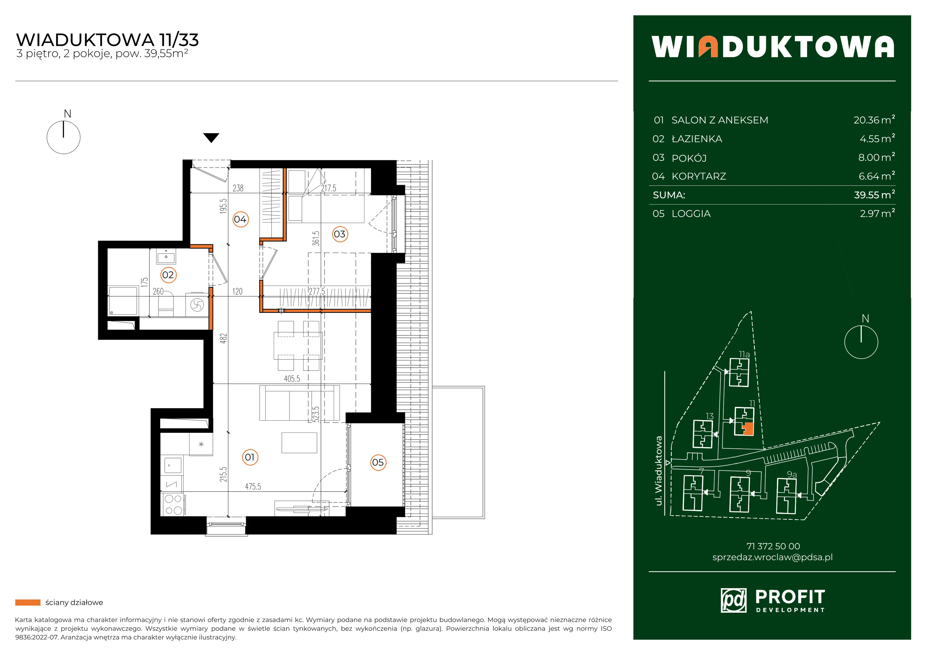 Mieszkanie 39,55 m², piętro 3, oferta nr WI/11/33, Wiaduktowa, Wrocław, Krzyki-Partynice, Krzyki, ul. Wiaduktowa