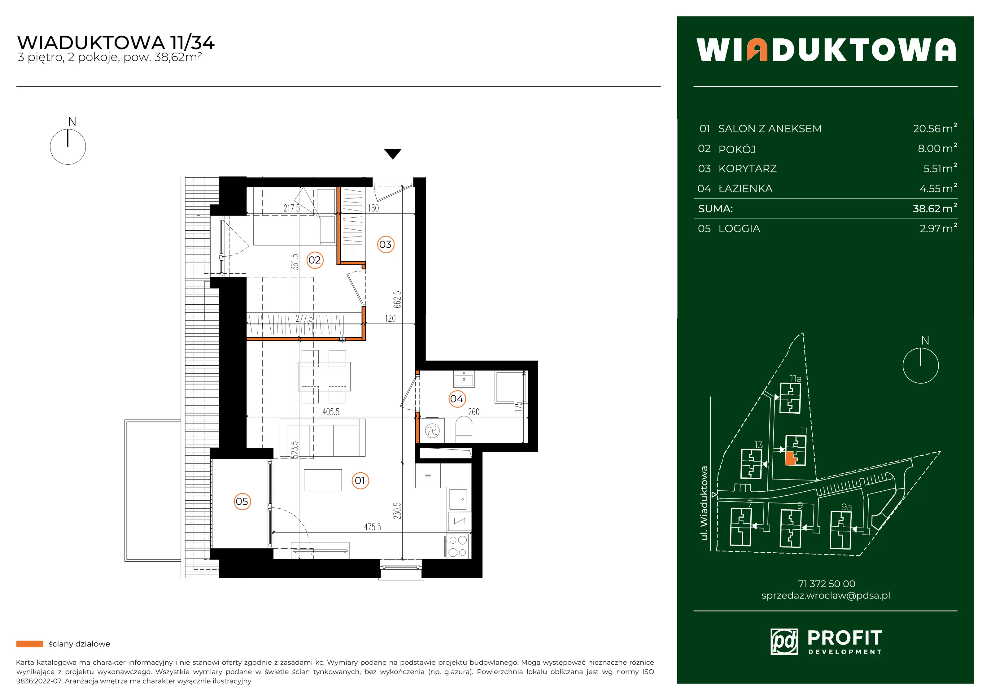 Mieszkanie 38,62 m², piętro 3, oferta nr WI/11/34, Wiaduktowa, Wrocław, Krzyki-Partynice, Krzyki, ul. Wiaduktowa