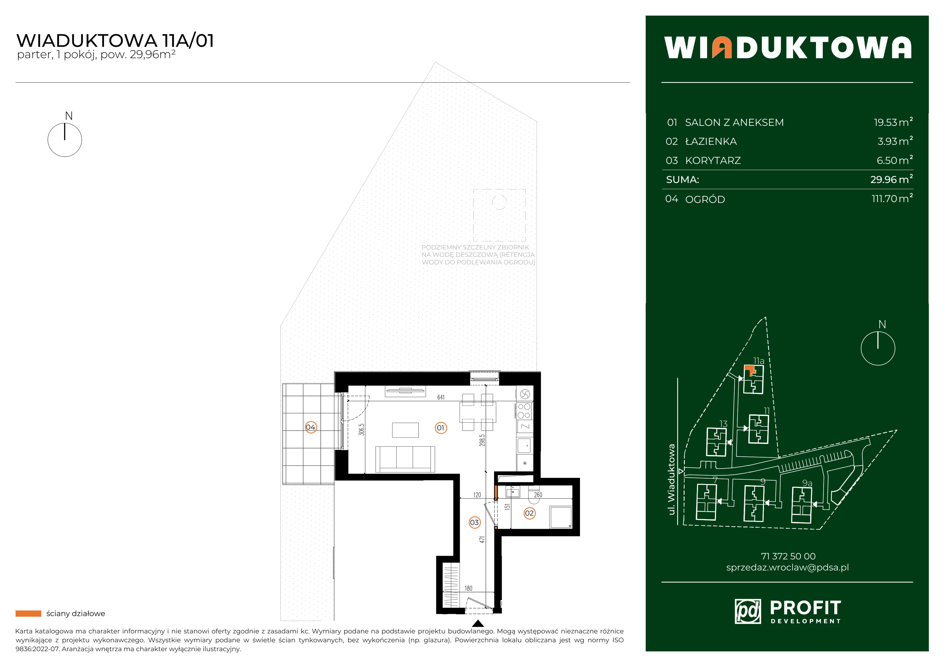 Mieszkanie 29,96 m², parter, oferta nr WI/11A/01, Wiaduktowa, Wrocław, Krzyki-Partynice, Krzyki, ul. Wiaduktowa