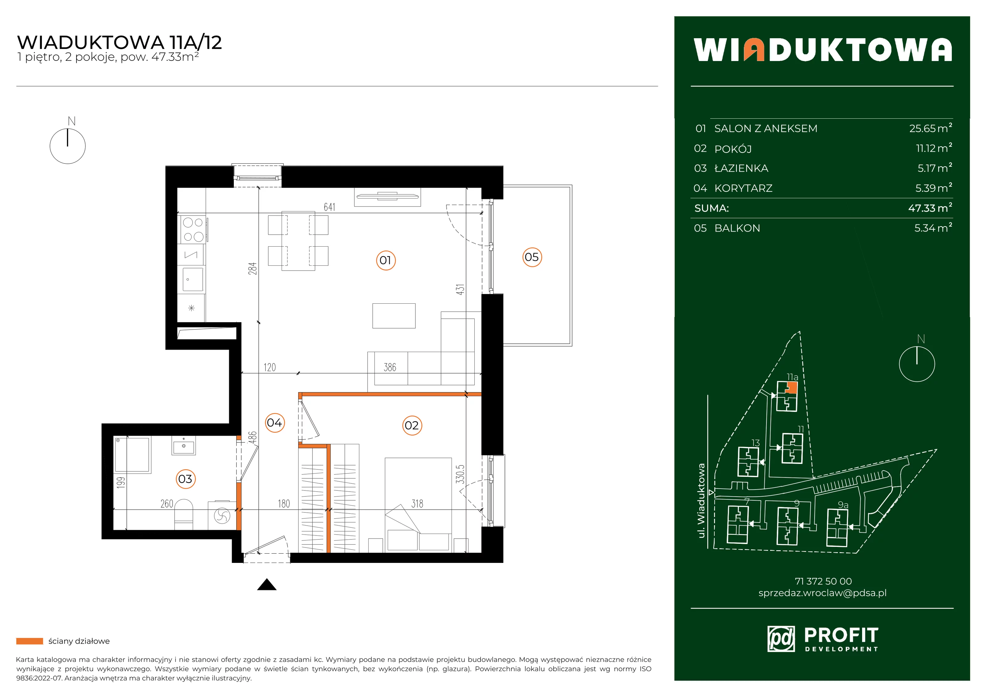 Mieszkanie 47,33 m², piętro 1, oferta nr WI/11A/12, Wiaduktowa, Wrocław, Krzyki-Partynice, Krzyki, ul. Wiaduktowa
