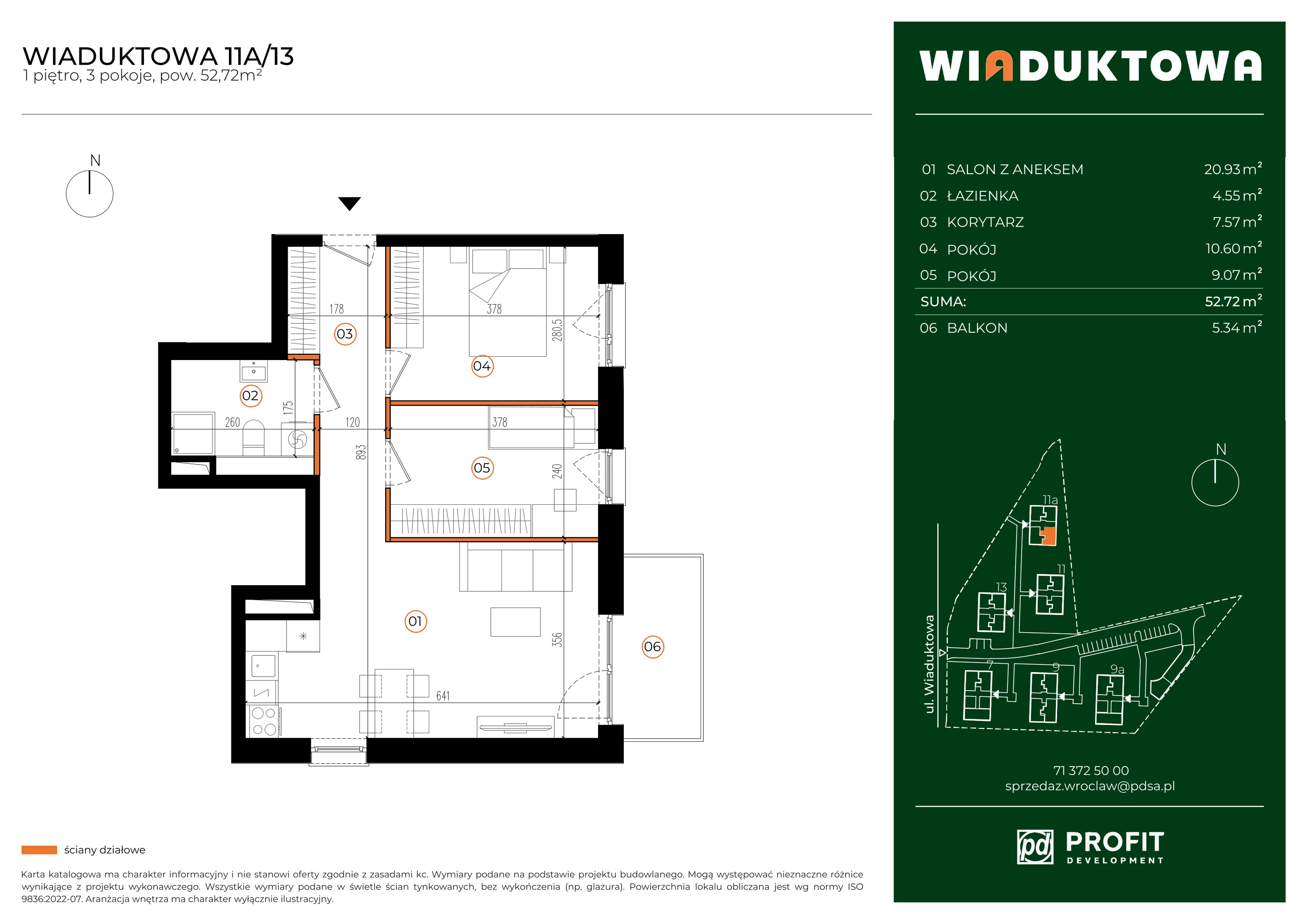 Mieszkanie 52,72 m², piętro 1, oferta nr WI/11A/13, Wiaduktowa, Wrocław, Krzyki-Partynice, Krzyki, ul. Wiaduktowa
