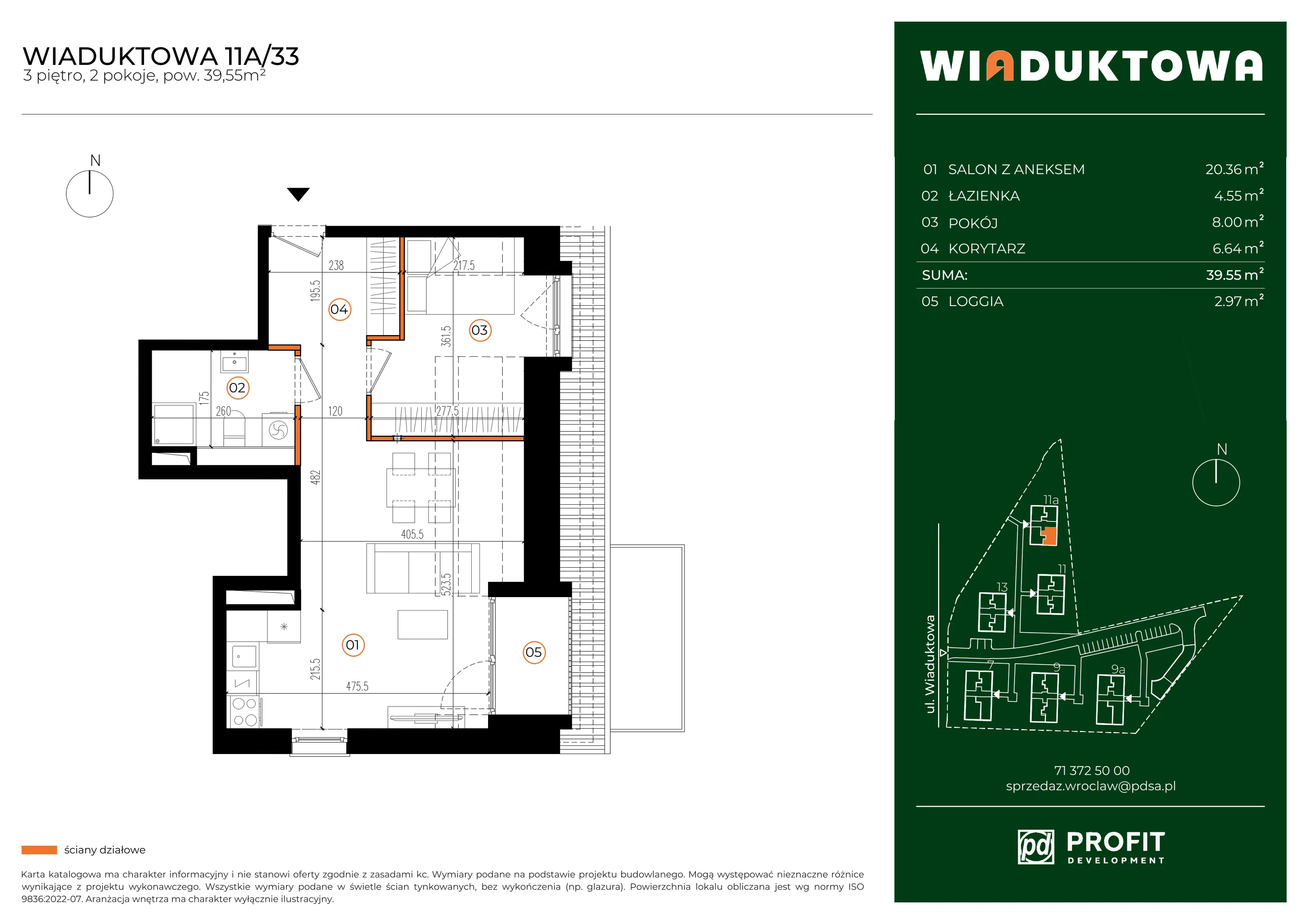 Mieszkanie 39,55 m², piętro 3, oferta nr WI/11A/33, Wiaduktowa, Wrocław, Krzyki-Partynice, Krzyki, ul. Wiaduktowa