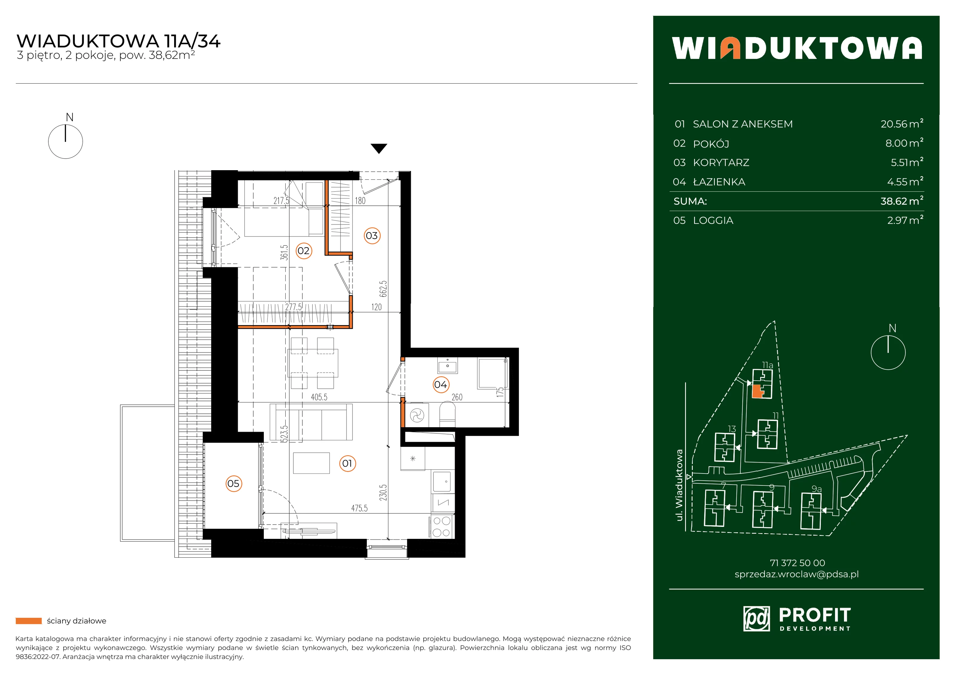 Mieszkanie 38,62 m², piętro 3, oferta nr WI/11A/34, Wiaduktowa, Wrocław, Krzyki-Partynice, Krzyki, ul. Wiaduktowa
