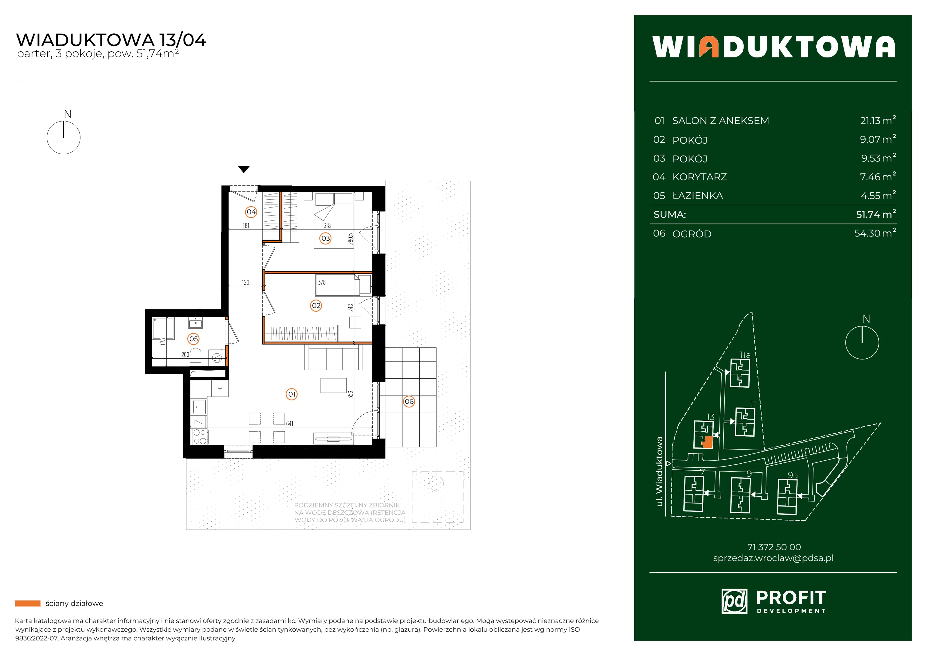 Mieszkanie 51,74 m², parter, oferta nr WI/13/04, Wiaduktowa, Wrocław, Krzyki-Partynice, Krzyki, ul. Wiaduktowa