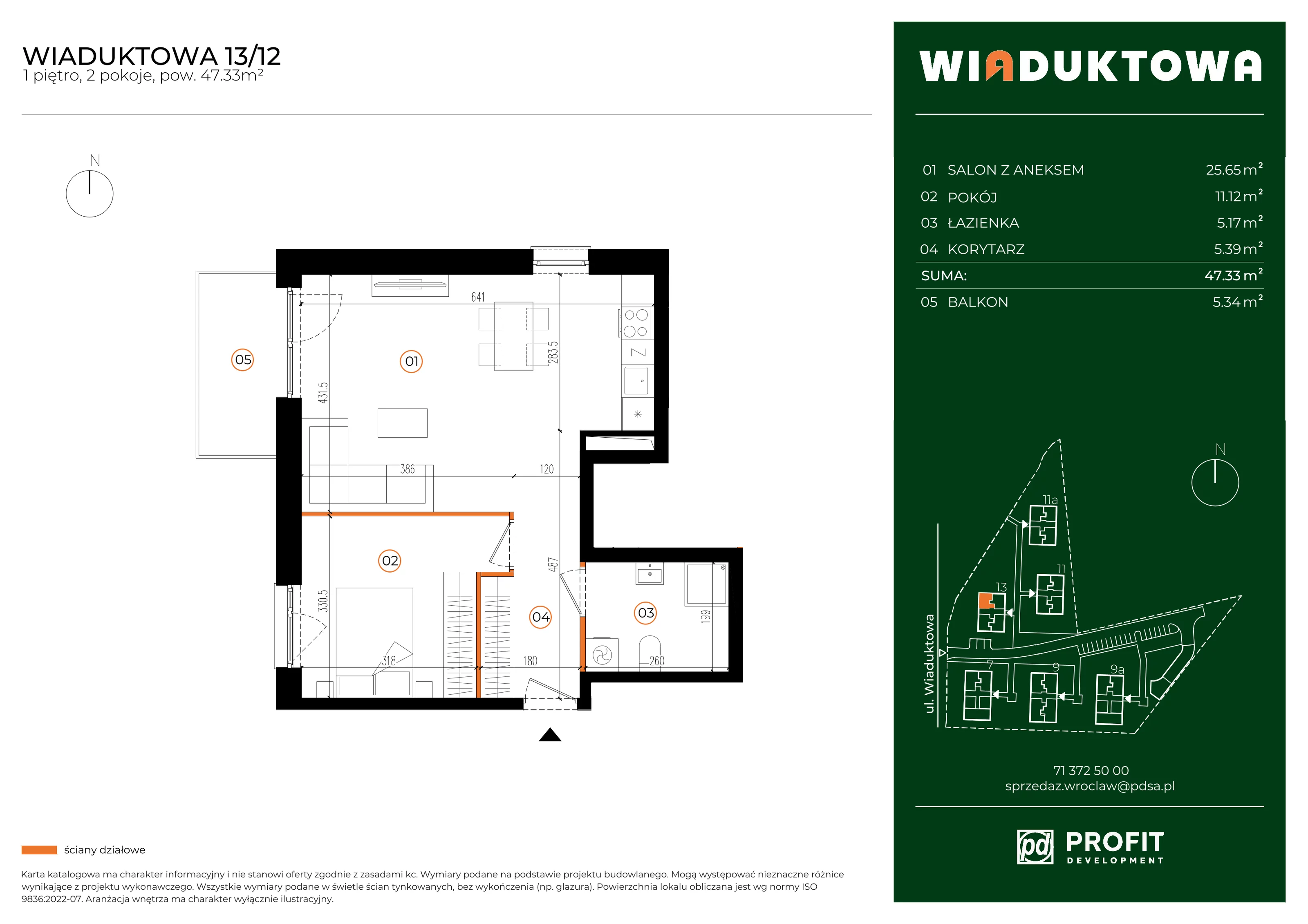 Mieszkanie 47,33 m², piętro 1, oferta nr WI/13/12, Wiaduktowa, Wrocław, Krzyki-Partynice, Krzyki, ul. Wiaduktowa