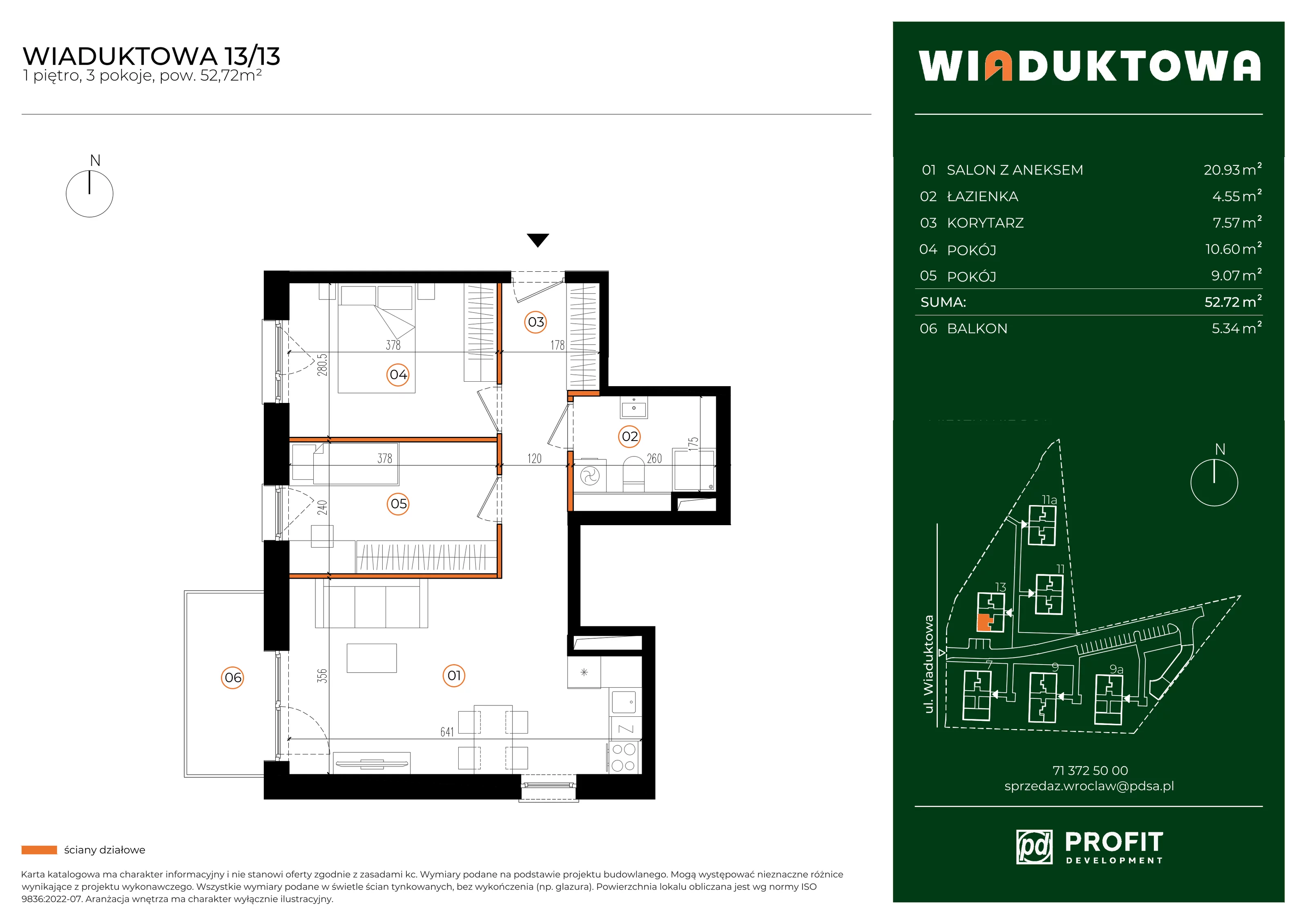 Mieszkanie 52,72 m², piętro 1, oferta nr WI/13/13, Wiaduktowa, Wrocław, Krzyki-Partynice, Krzyki, ul. Wiaduktowa