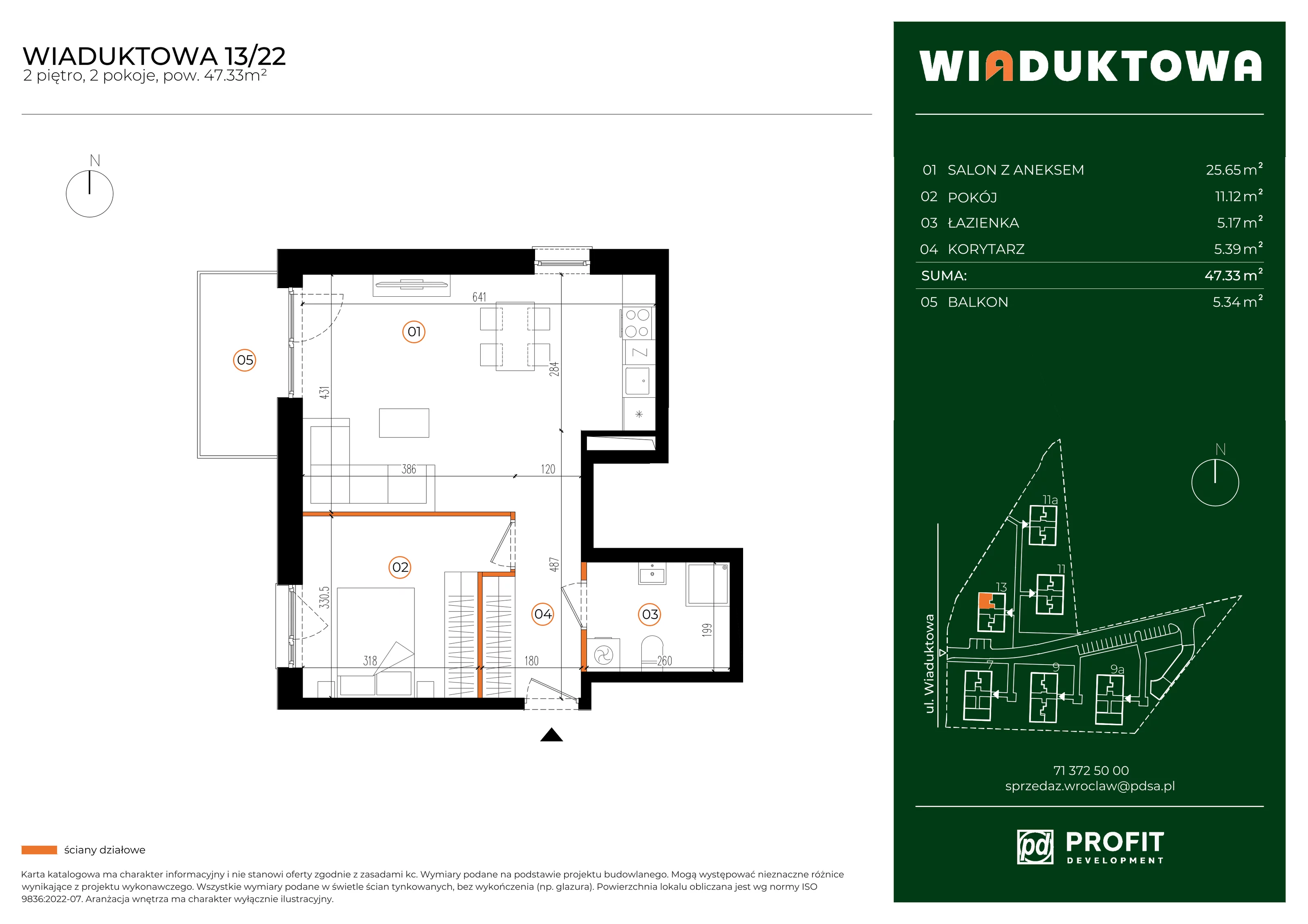 Mieszkanie 47,33 m², piętro 2, oferta nr WI/13/22, Wiaduktowa, Wrocław, Krzyki-Partynice, Krzyki, ul. Wiaduktowa