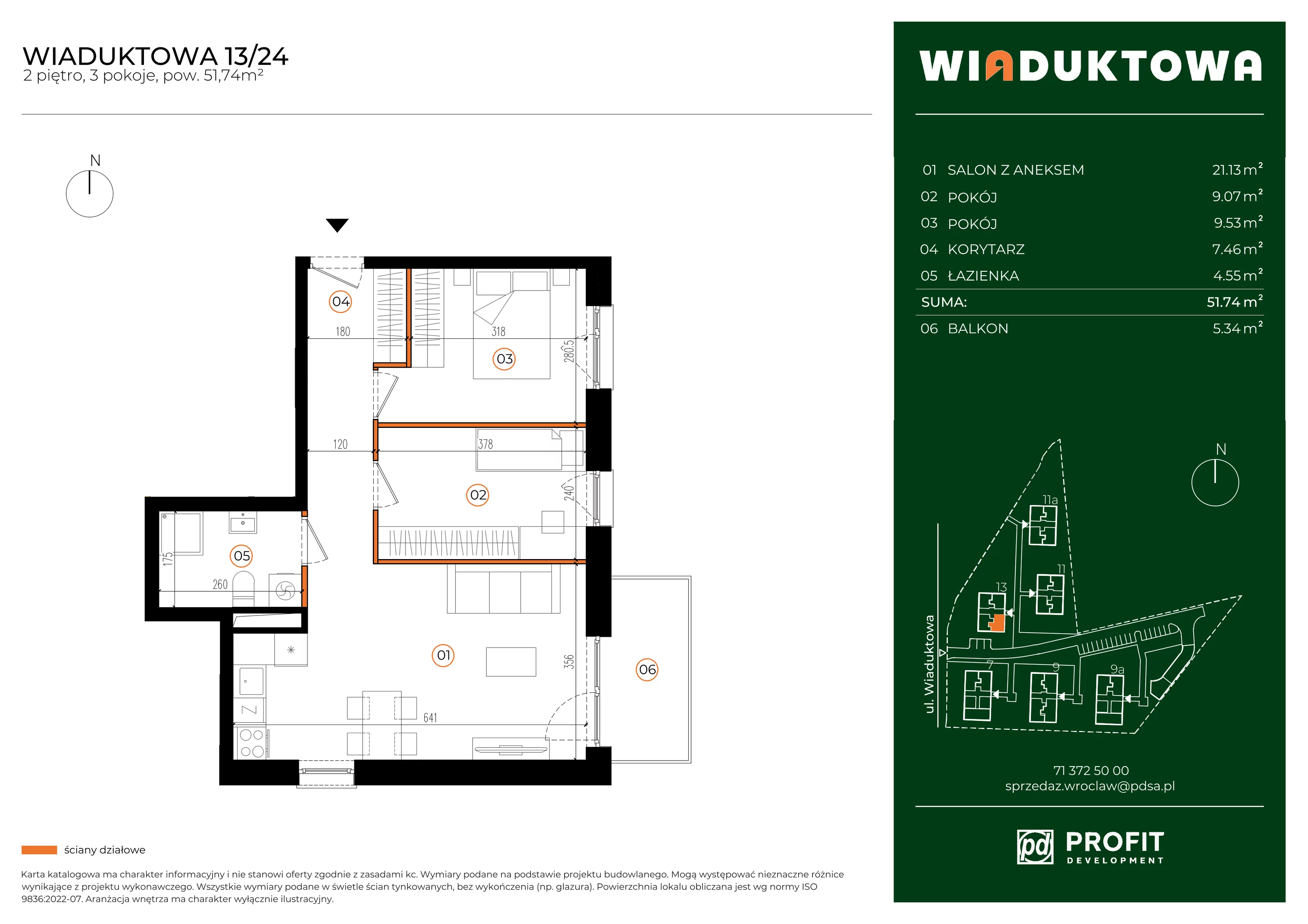 Mieszkanie 51,74 m², piętro 2, oferta nr WI/13/24, Wiaduktowa, Wrocław, Krzyki-Partynice, Krzyki, ul. Wiaduktowa