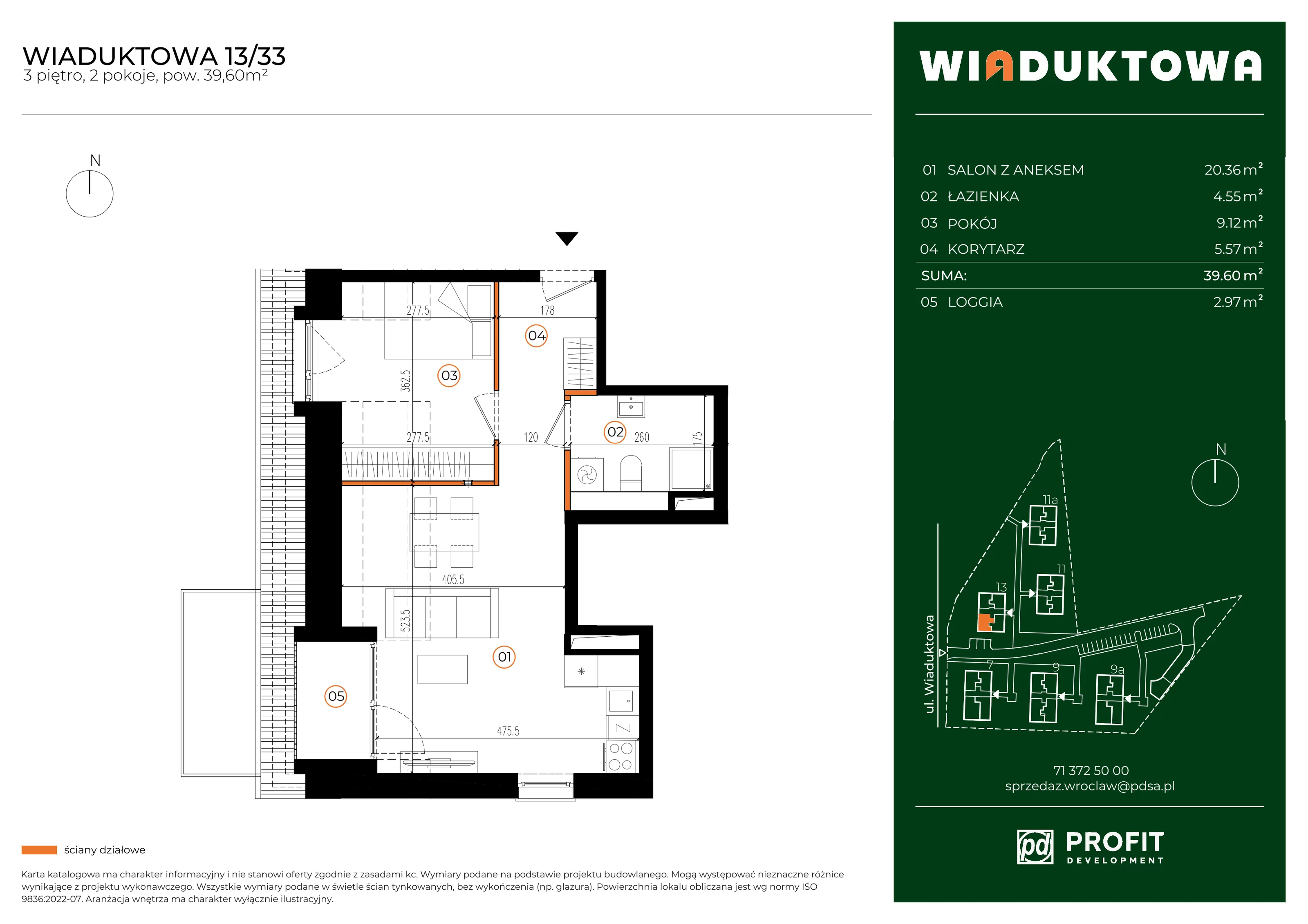 Mieszkanie 39,60 m², piętro 3, oferta nr WI/13/33, Wiaduktowa, Wrocław, Krzyki-Partynice, Krzyki, ul. Wiaduktowa