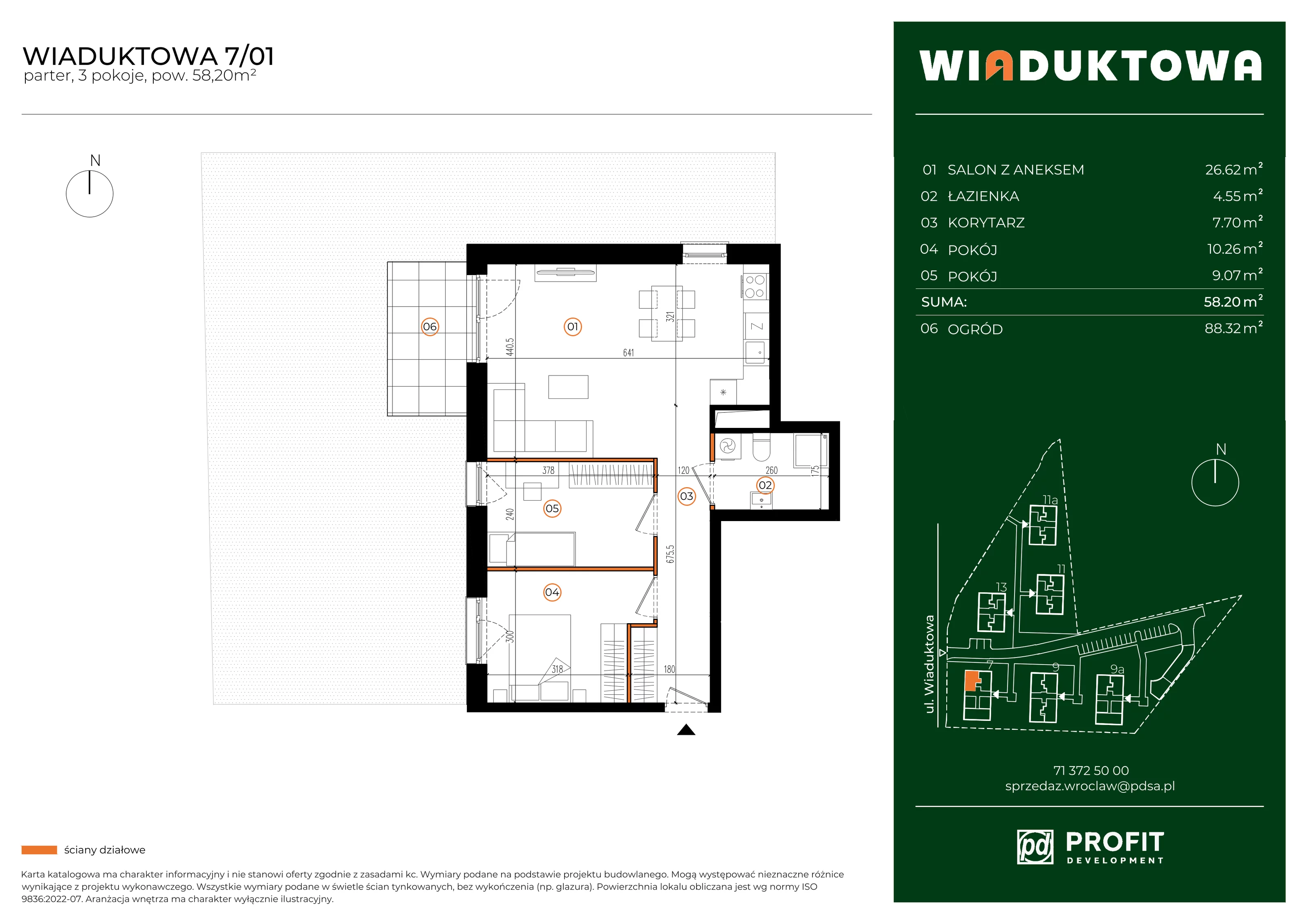 Mieszkanie 58,20 m², parter, oferta nr WI/7/01, Wiaduktowa, Wrocław, Krzyki-Partynice, Krzyki, ul. Wiaduktowa