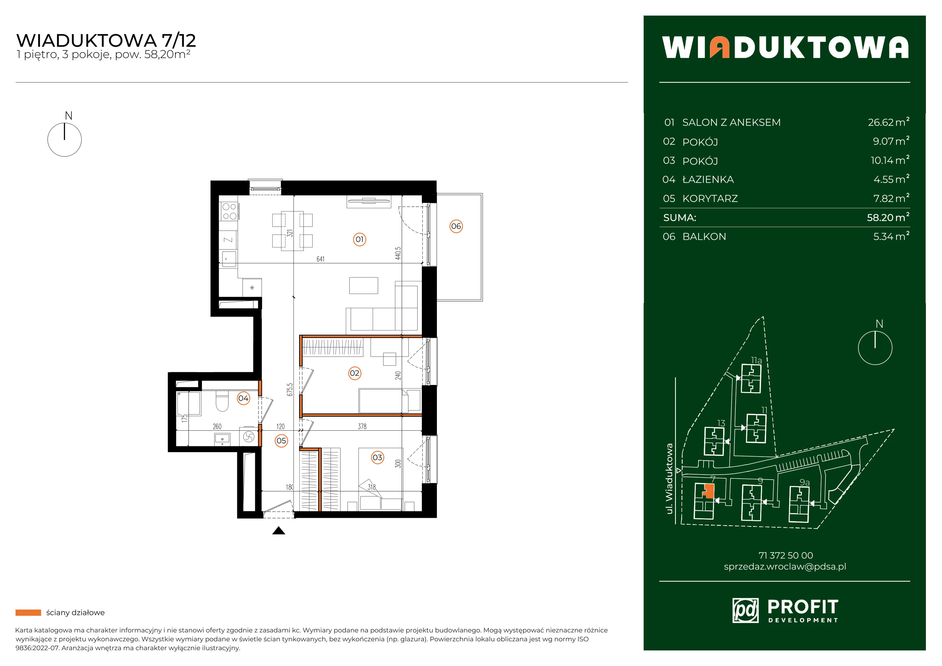 Mieszkanie 58,20 m², piętro 1, oferta nr WI/7/12, Wiaduktowa, Wrocław, Krzyki-Partynice, Krzyki, ul. Wiaduktowa