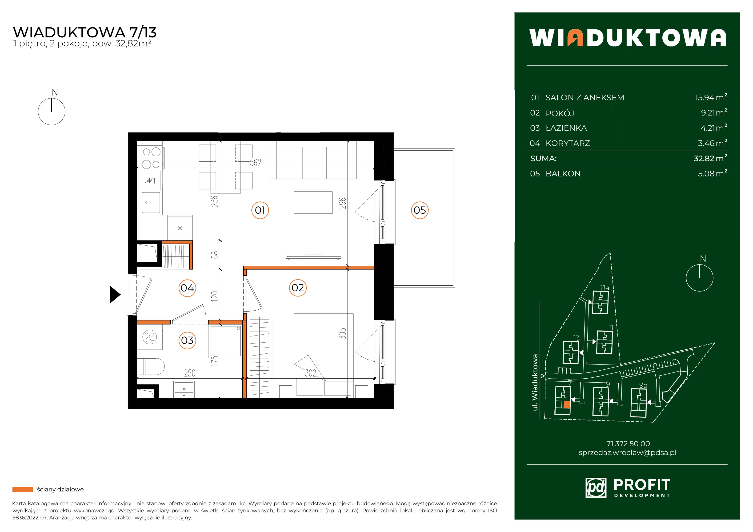 Mieszkanie 32,82 m², piętro 1, oferta nr WI/7/13, Wiaduktowa, Wrocław, Krzyki-Partynice, Krzyki, ul. Wiaduktowa
