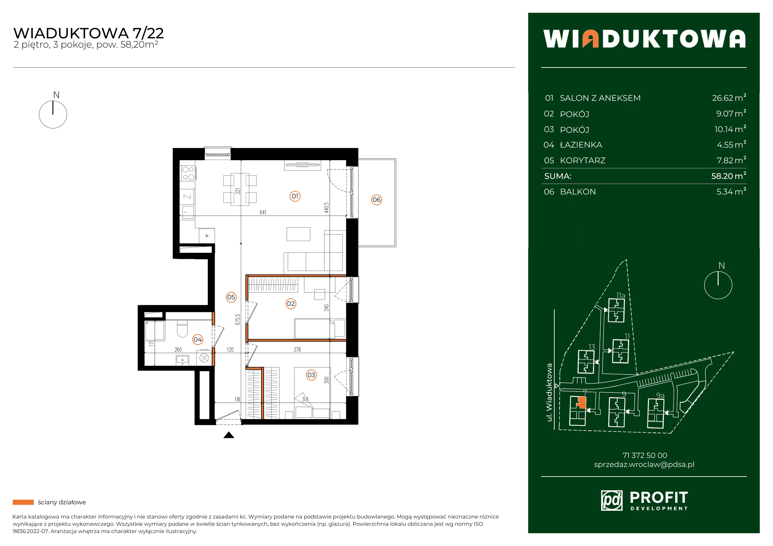 Mieszkanie 58,20 m², piętro 2, oferta nr WI/7/22, Wiaduktowa, Wrocław, Krzyki-Partynice, Krzyki, ul. Wiaduktowa