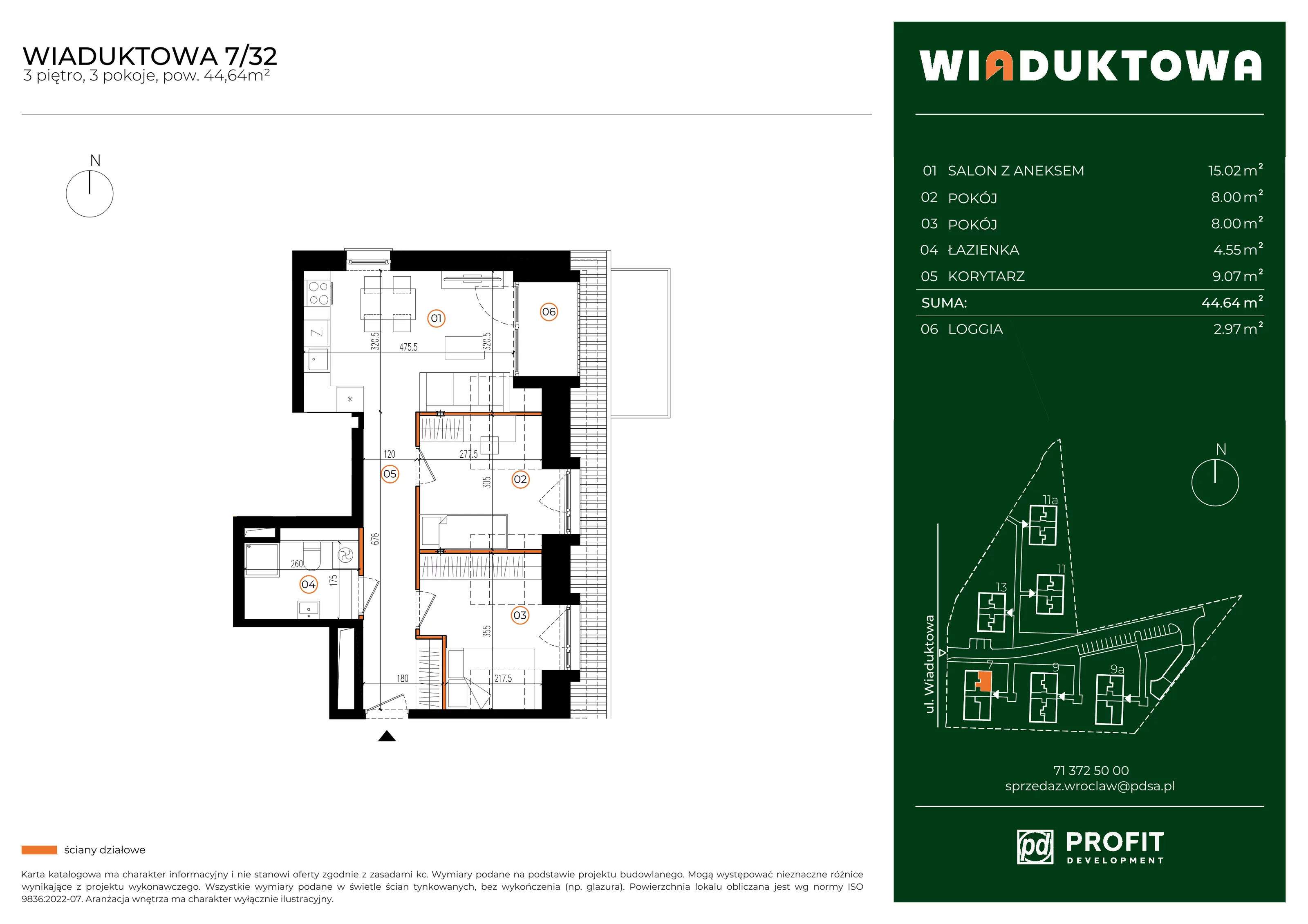 Mieszkanie 44,64 m², piętro 3, oferta nr WI/7/32, Wiaduktowa, Wrocław, Krzyki-Partynice, Krzyki, ul. Wiaduktowa