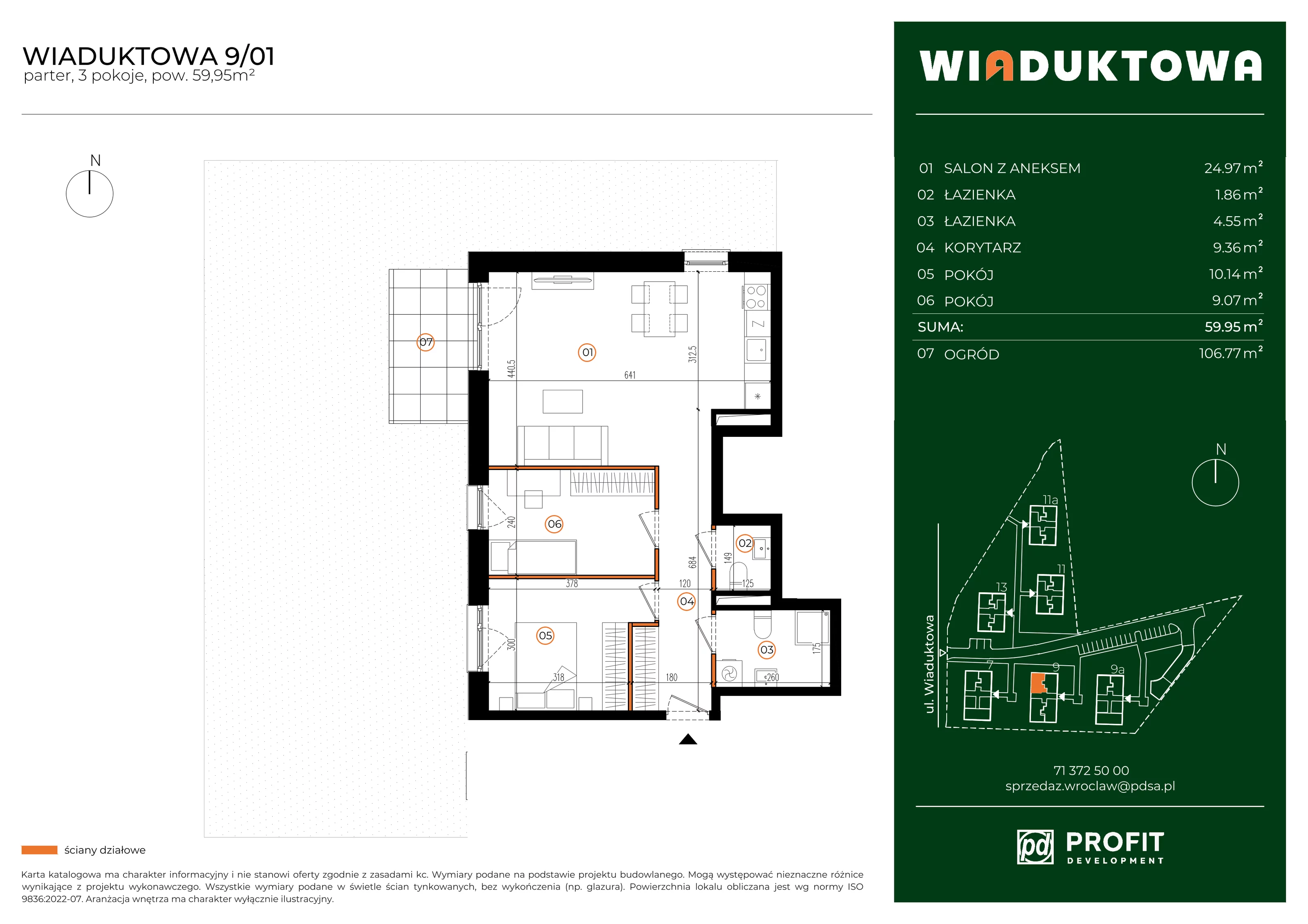 Mieszkanie 59,95 m², parter, oferta nr WI/9/01, Wiaduktowa, Wrocław, Krzyki-Partynice, Krzyki, ul. Wiaduktowa