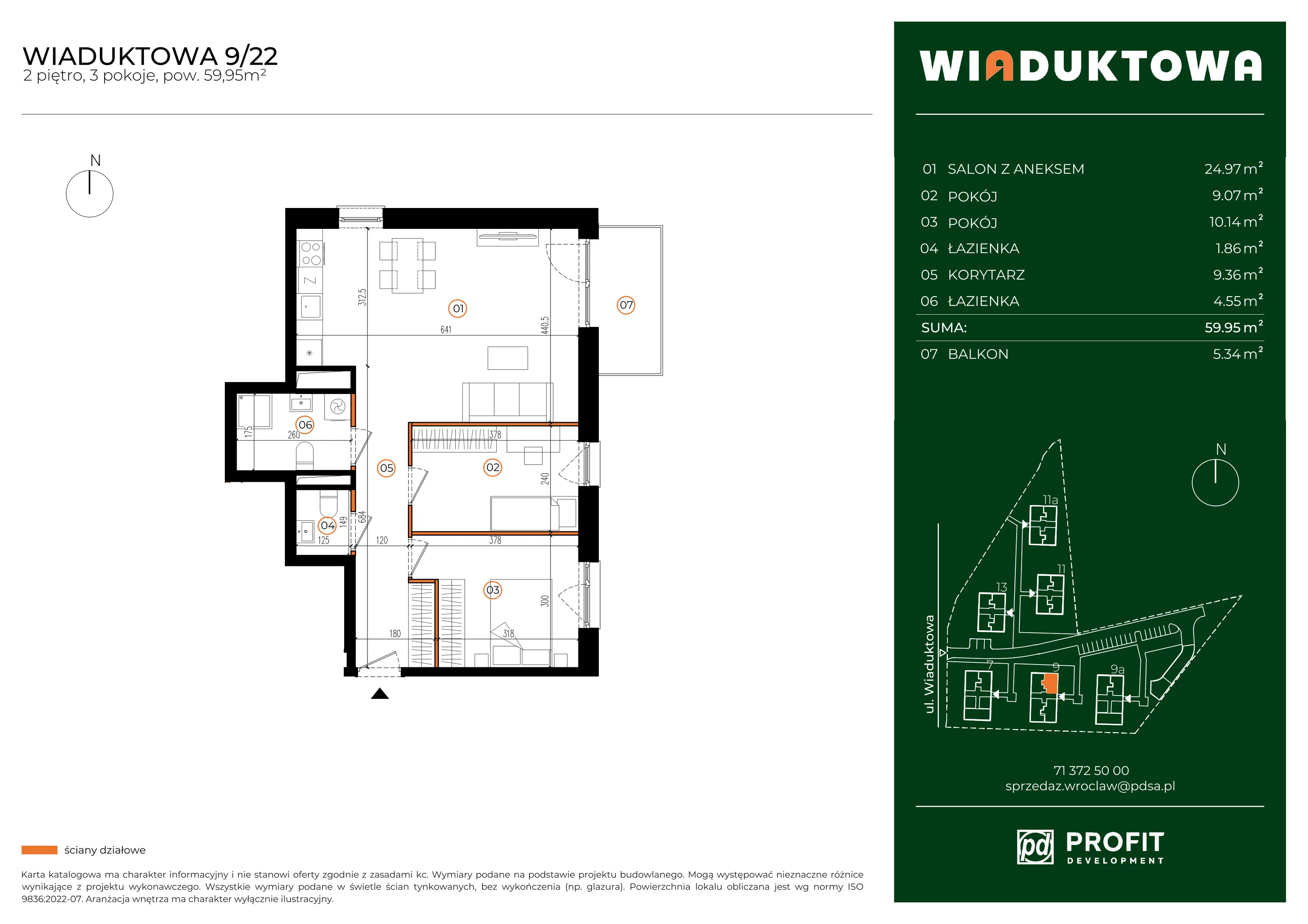 Mieszkanie 59,95 m², piętro 2, oferta nr WI/9/22, Wiaduktowa, Wrocław, Krzyki-Partynice, Krzyki, ul. Wiaduktowa