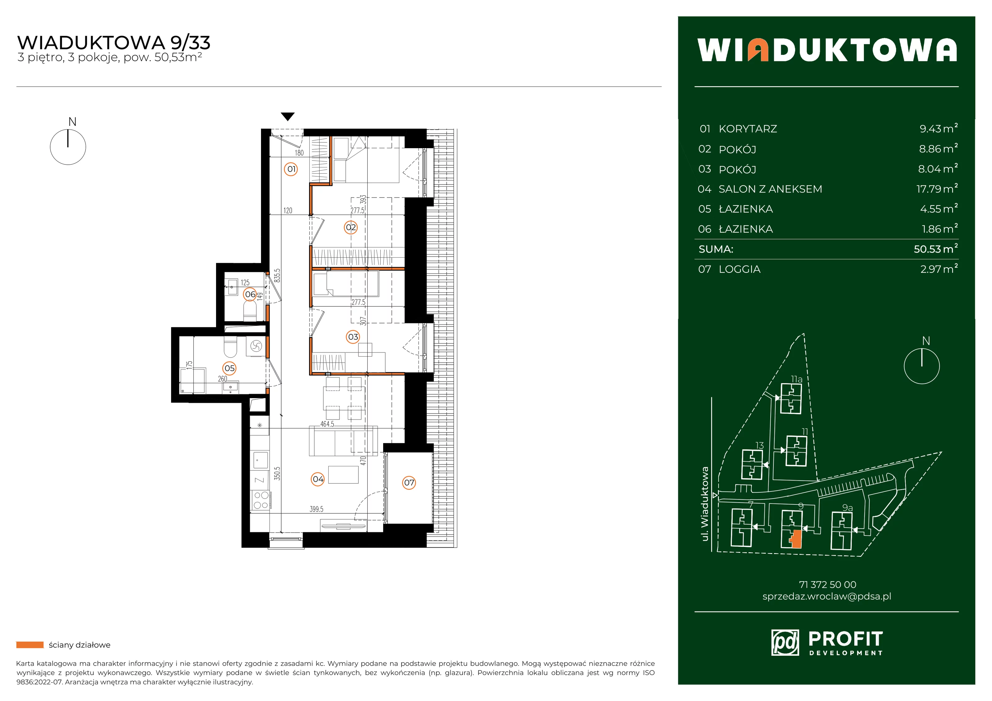 Mieszkanie 50,53 m², piętro 3, oferta nr WI/9/33, Wiaduktowa, Wrocław, Krzyki-Partynice, Krzyki, ul. Wiaduktowa